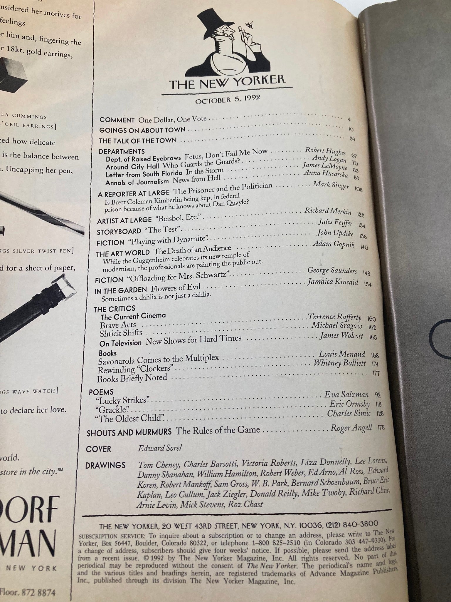 The New Yorker Full Magazine October 5 1992 Punk Coach by Edward Sorel