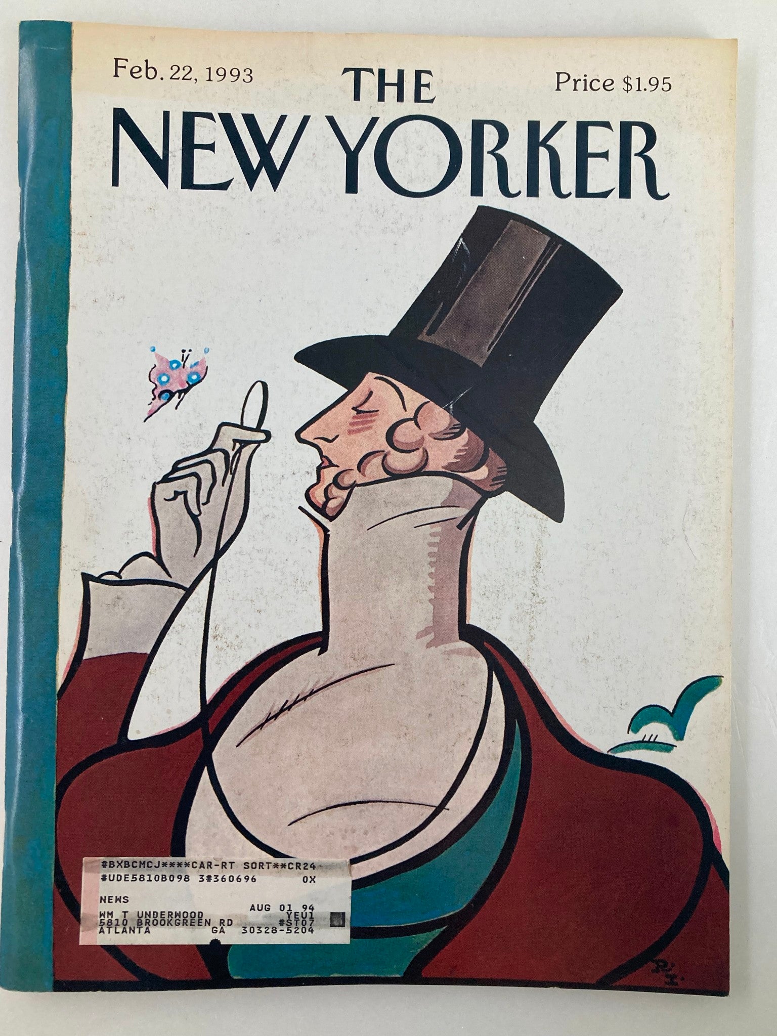 The New Yorker Full Magazine February 22 1993 Eustace Tilley by Rea Irvin