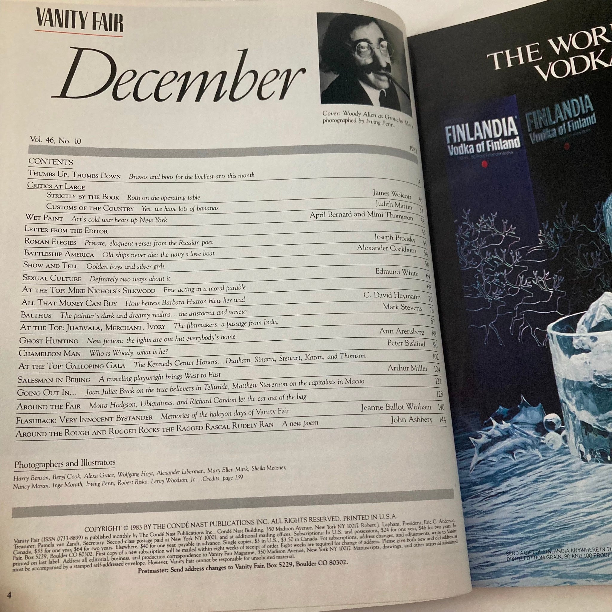 VTG Vanity Fair Magazine December 1983 Woody Allen's Elusive Identity No Label