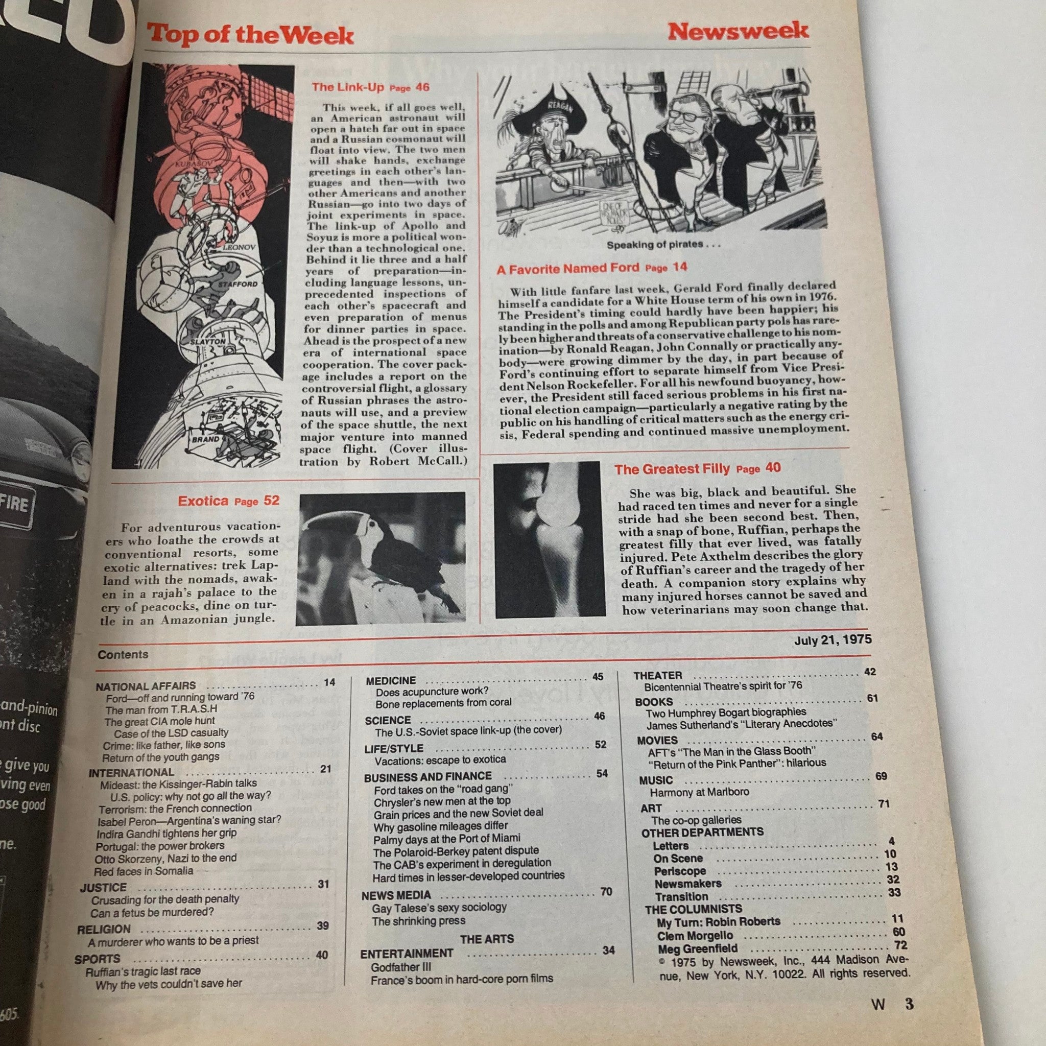 VTG Newsweek Magazine July 21 1975 The Link-Up and A Favorite Named Ford