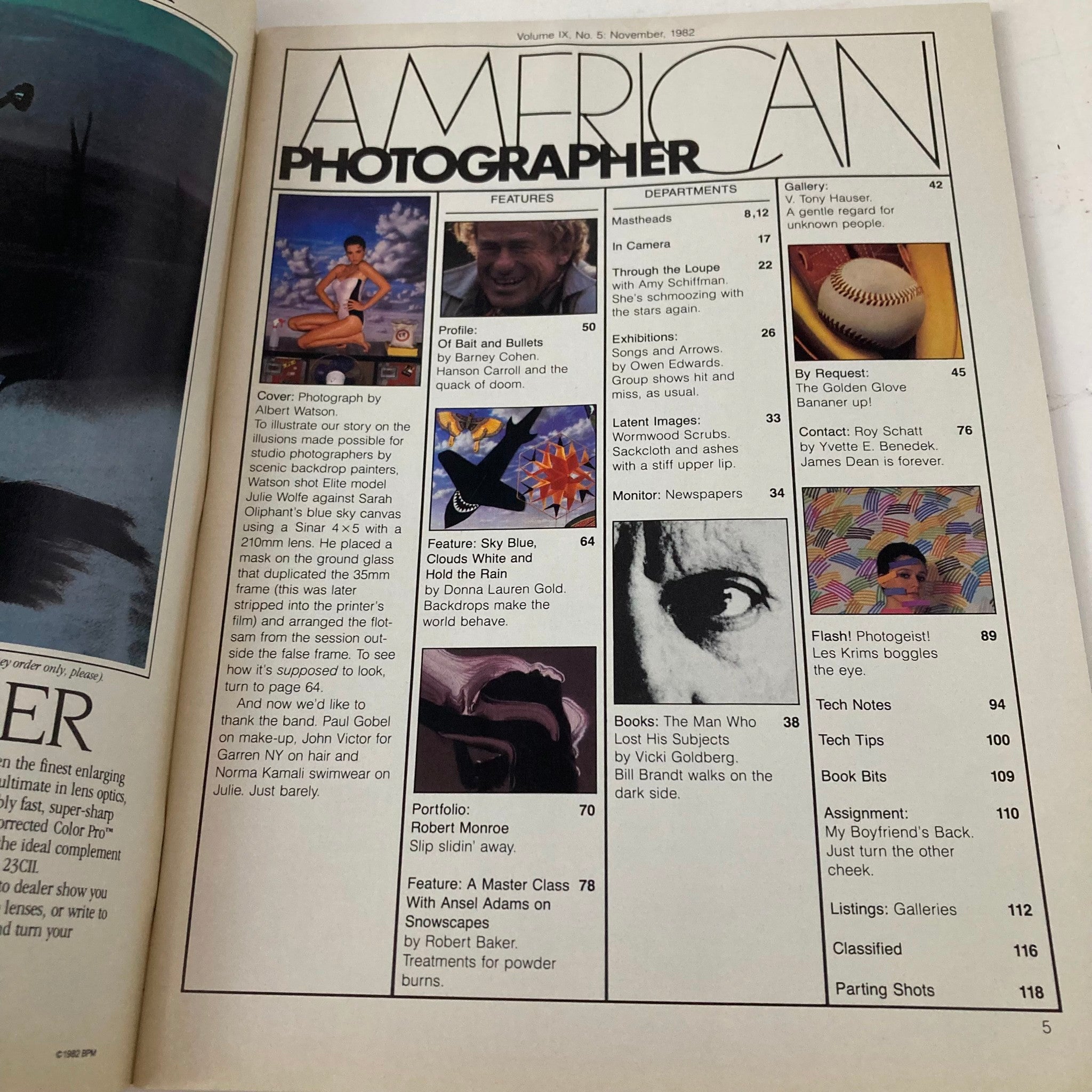 American Photographer Magazine November 1982 Model Julie Wolfe Cover No Label