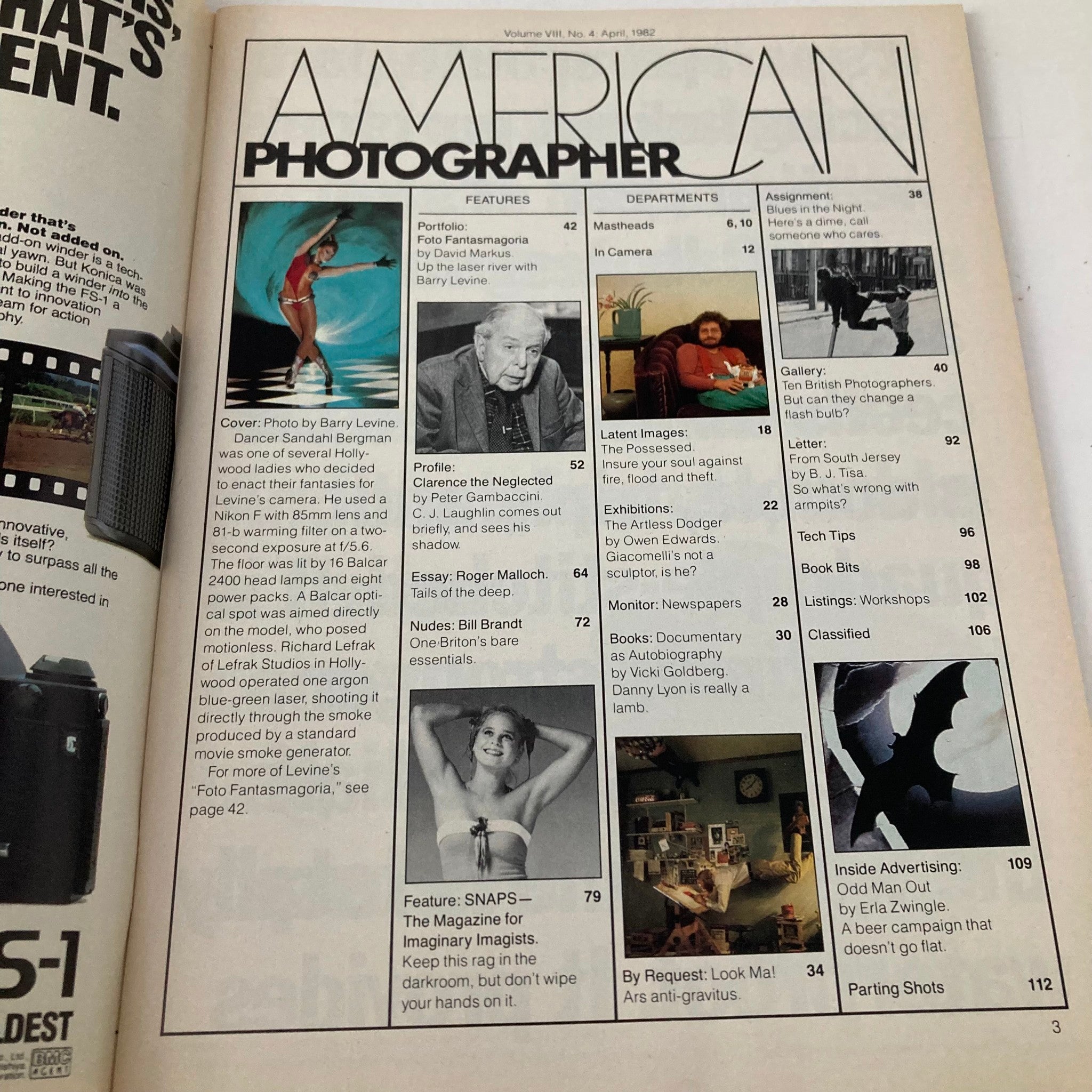 American Photographer Magazine April 1982 Dancer Sandahl Bergman No Label