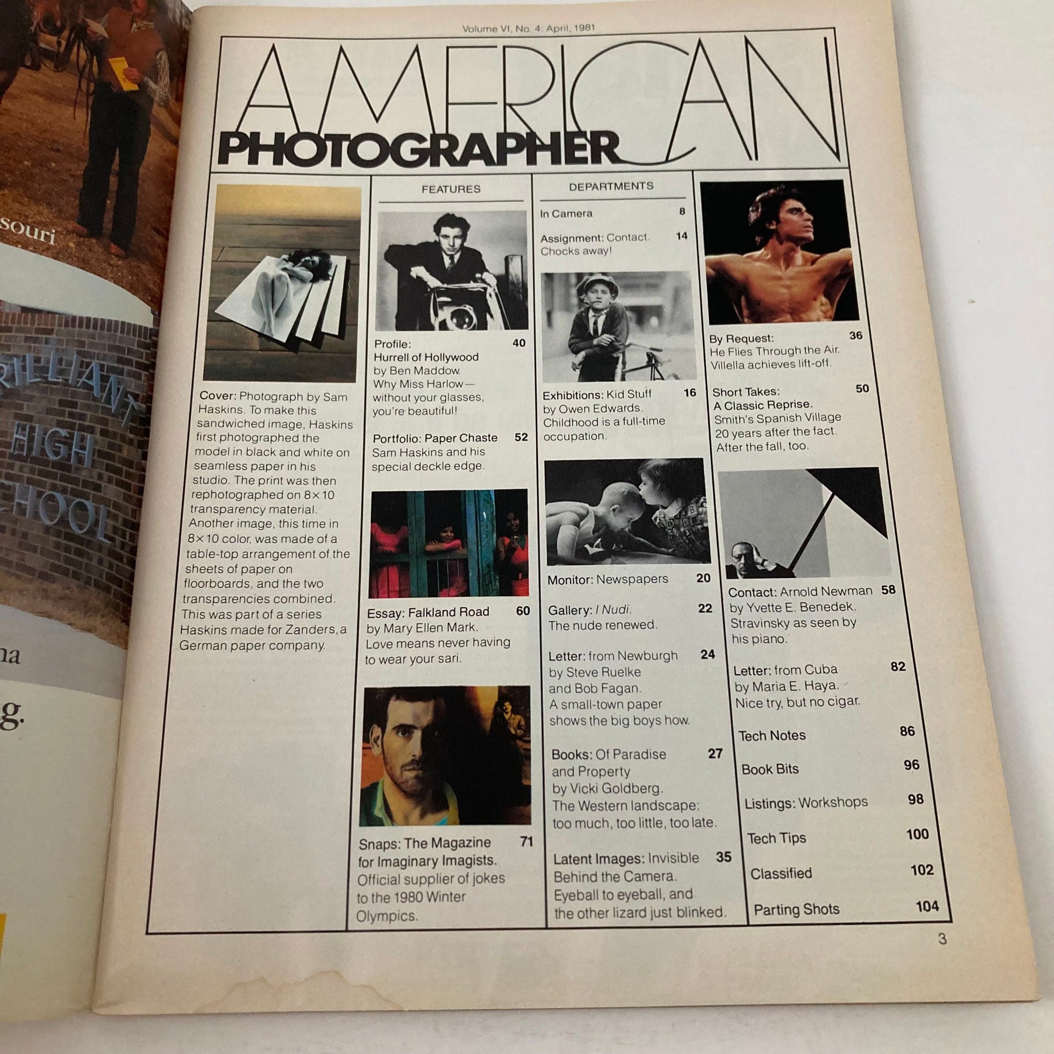 American Photographer Magazine April 1981 Black and White on Seamless Paper