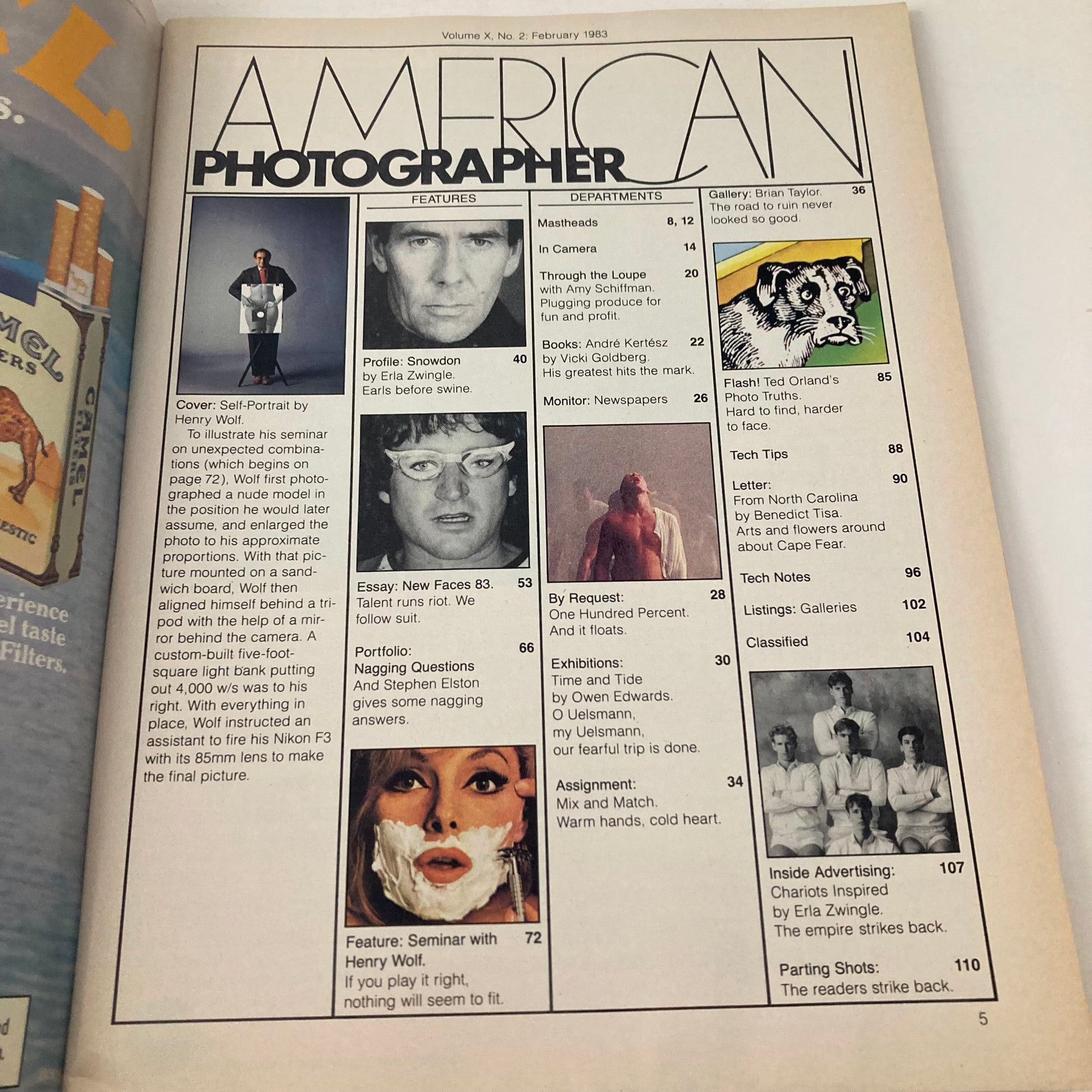 American Photographer Magazine February 1983 Self-Portrait Henry Wolf No Label