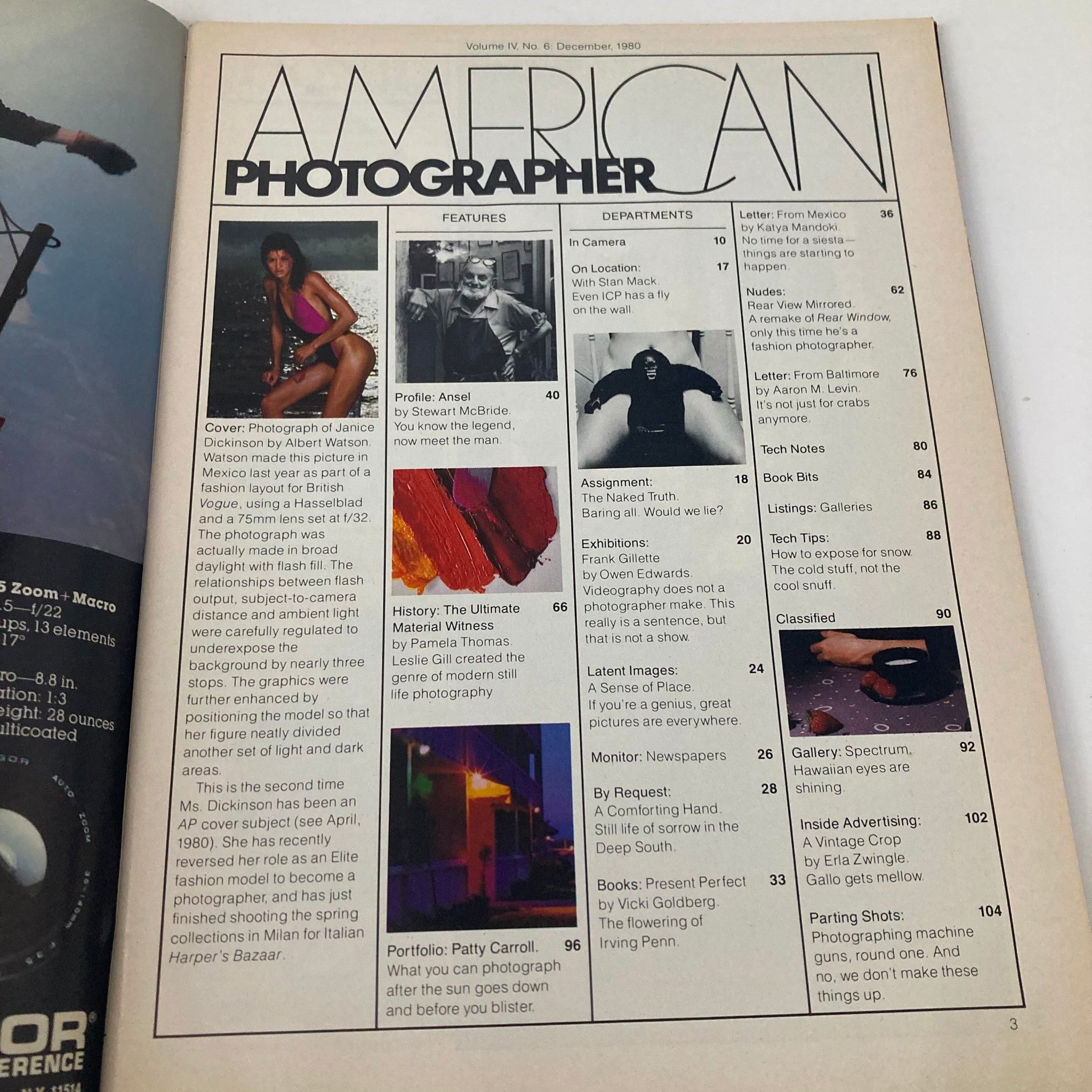 American Photographer Magazine December 1980 Janice Dickinson by Albert Watson