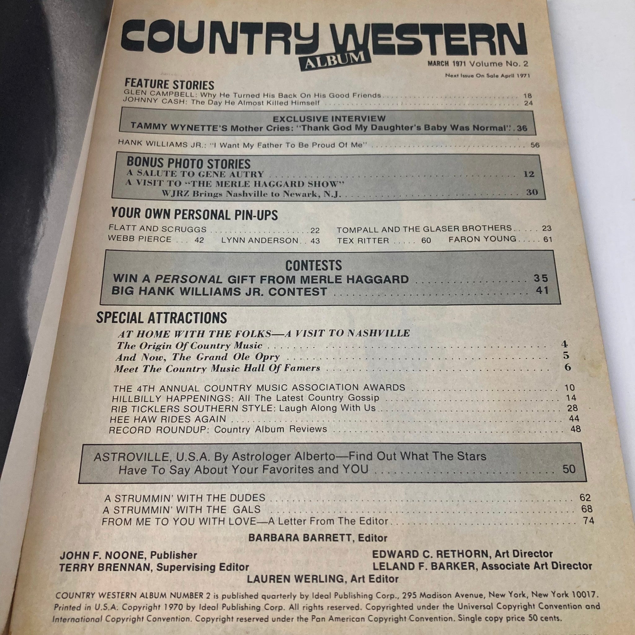 Country Western Album Magazine No. 2 March 1971 Glen Campbell No Label