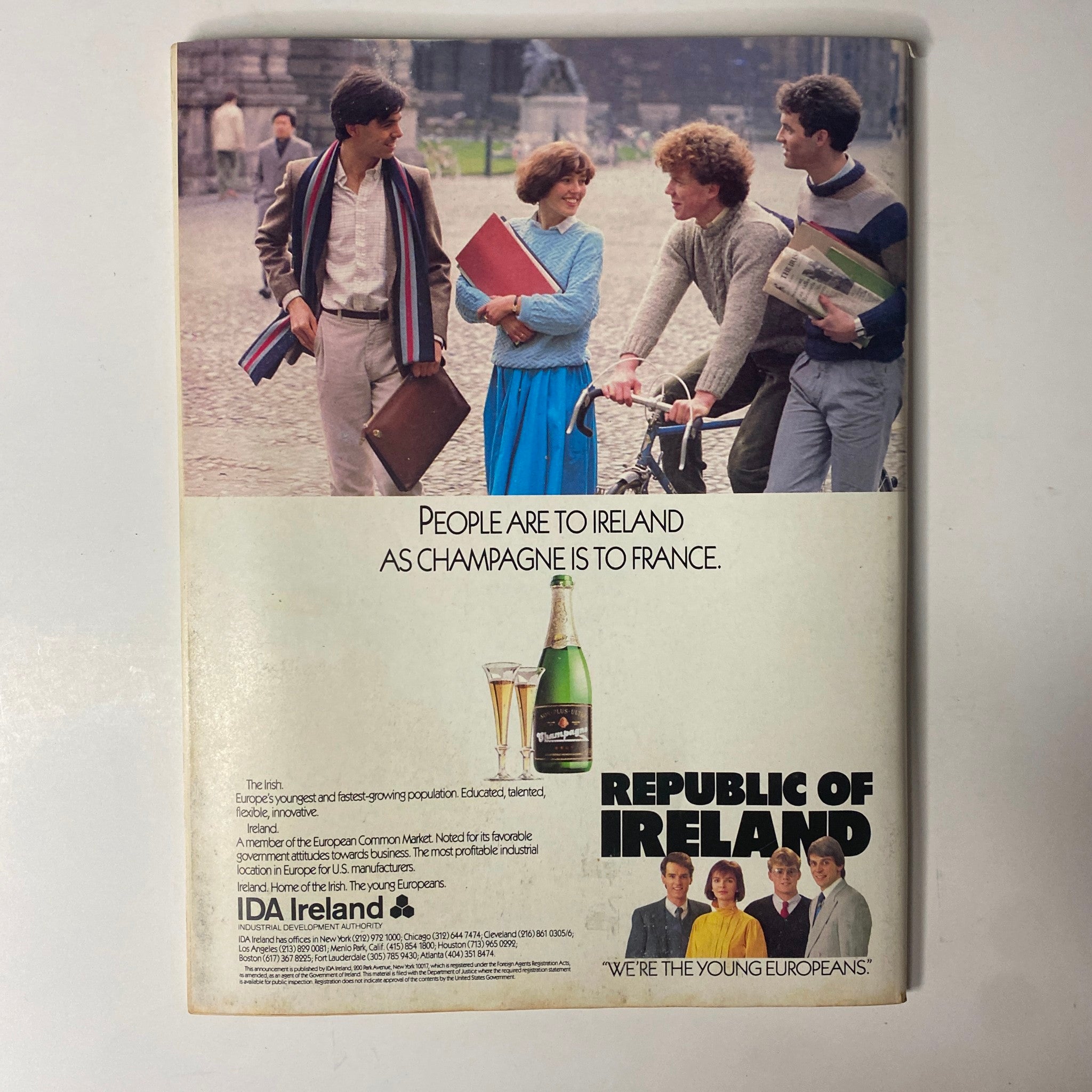 Forbes Magazine May 7, 1984 - A nostalgic advertisement presenting young adults in an outdoor setting, paired with a promotion for Ireland as an emerging destination, reflecting trends in travel and culture during the 1980s.