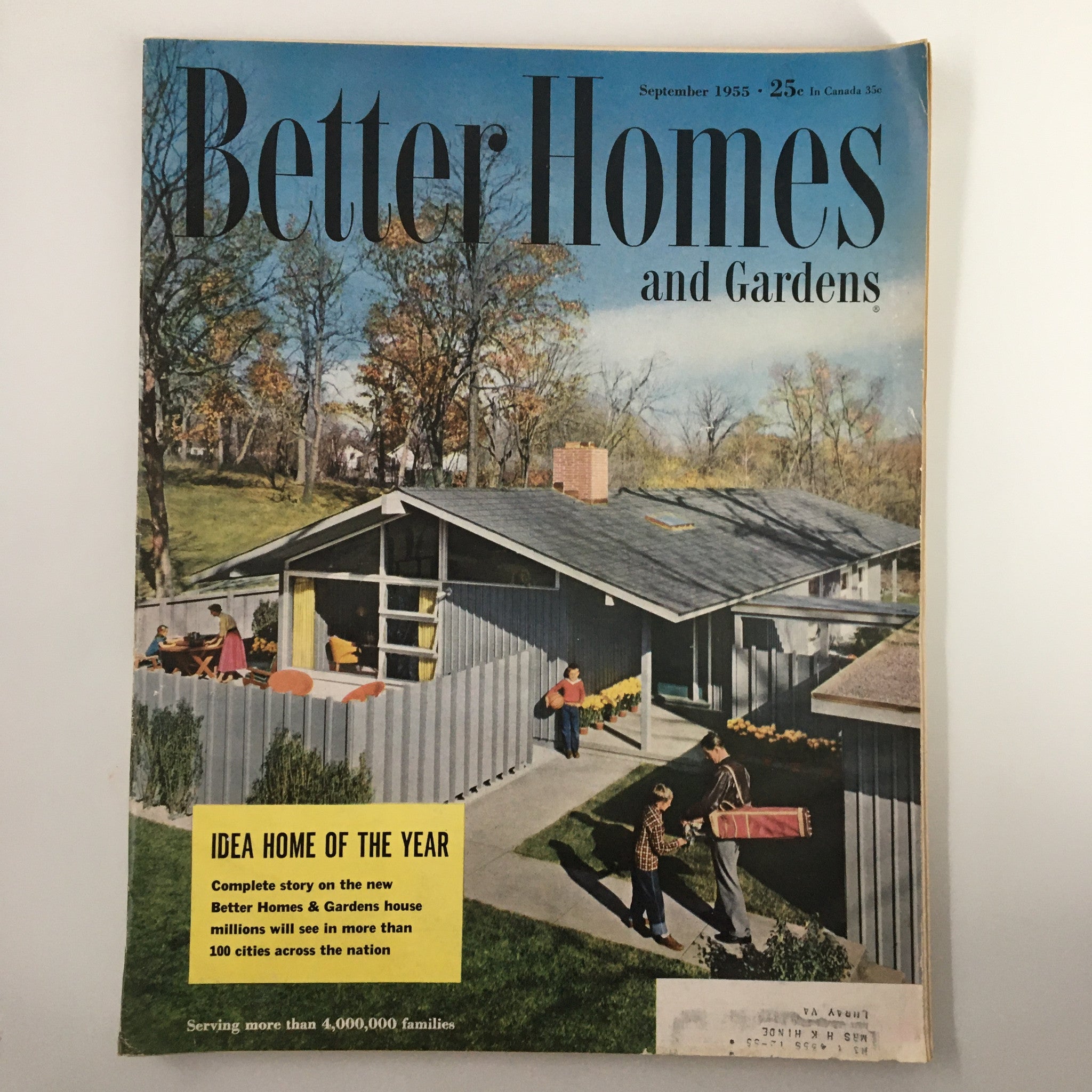Cover of VTG Better Homes & Gardens Magazine September 1955 showcasing the Idea Home of the Year, highlighting mid-century architectural design.