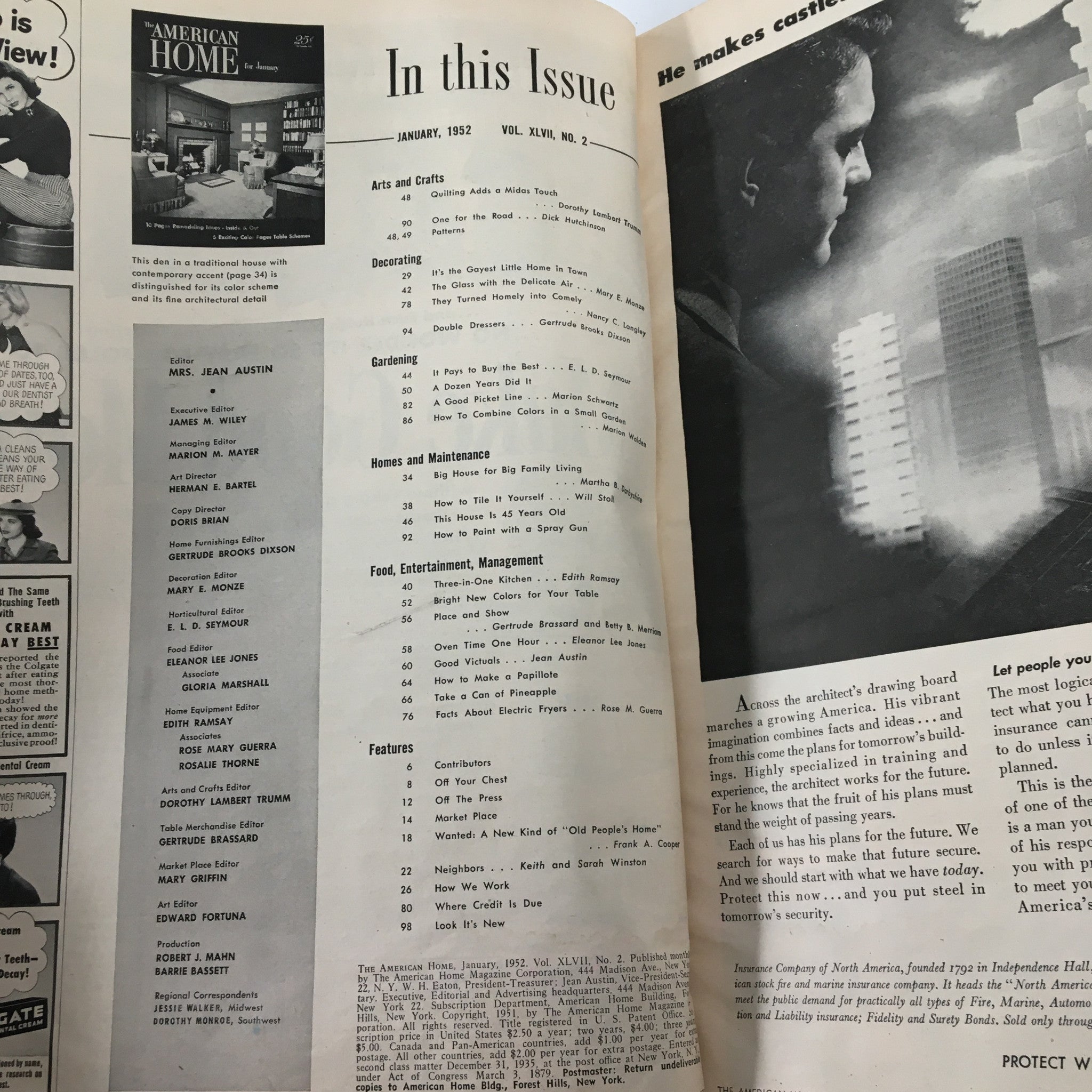 VTG The American Home Magazine January 1952 How To Paint with a Spray Gun