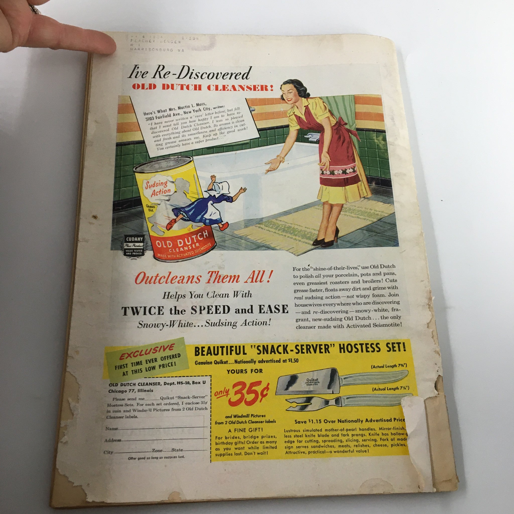 Advertisement page from 'VTG Successful Farming Magazine November 1951 Made for Christmas Giving' featuring Old Dutch Cleanser, illustrating vintage advertising style.