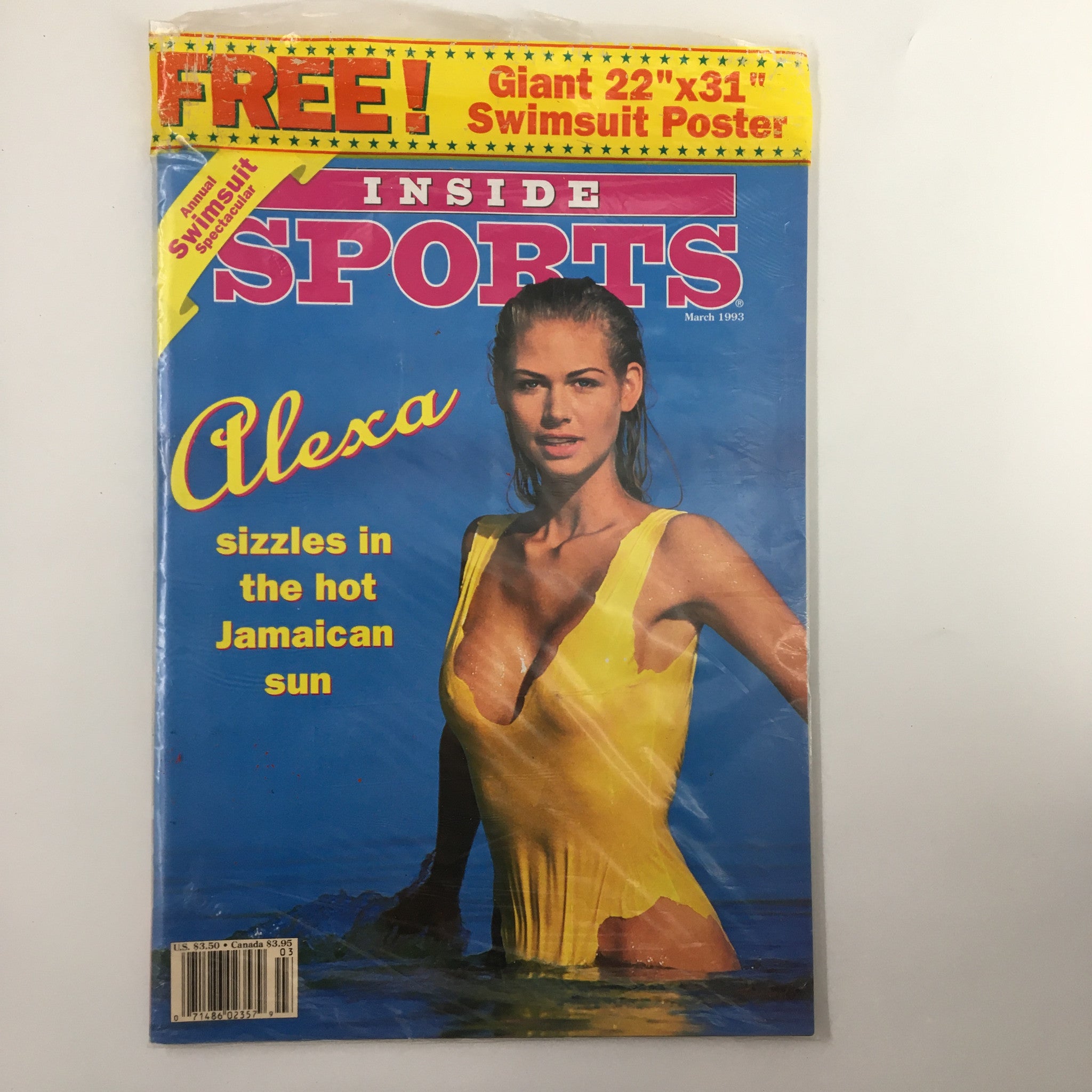 Inside Sports Magazine March 1993 Alexa in Bathing Suit No Label VG w Poster