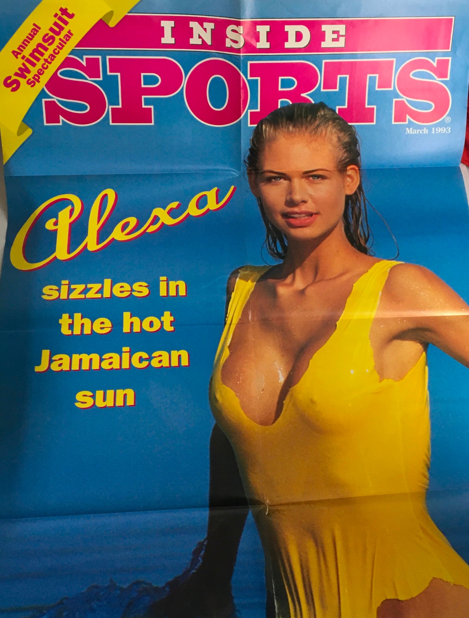 Inside Sports Magazine March 1993 Alexa in Bathing Suit No Label VG w Poster