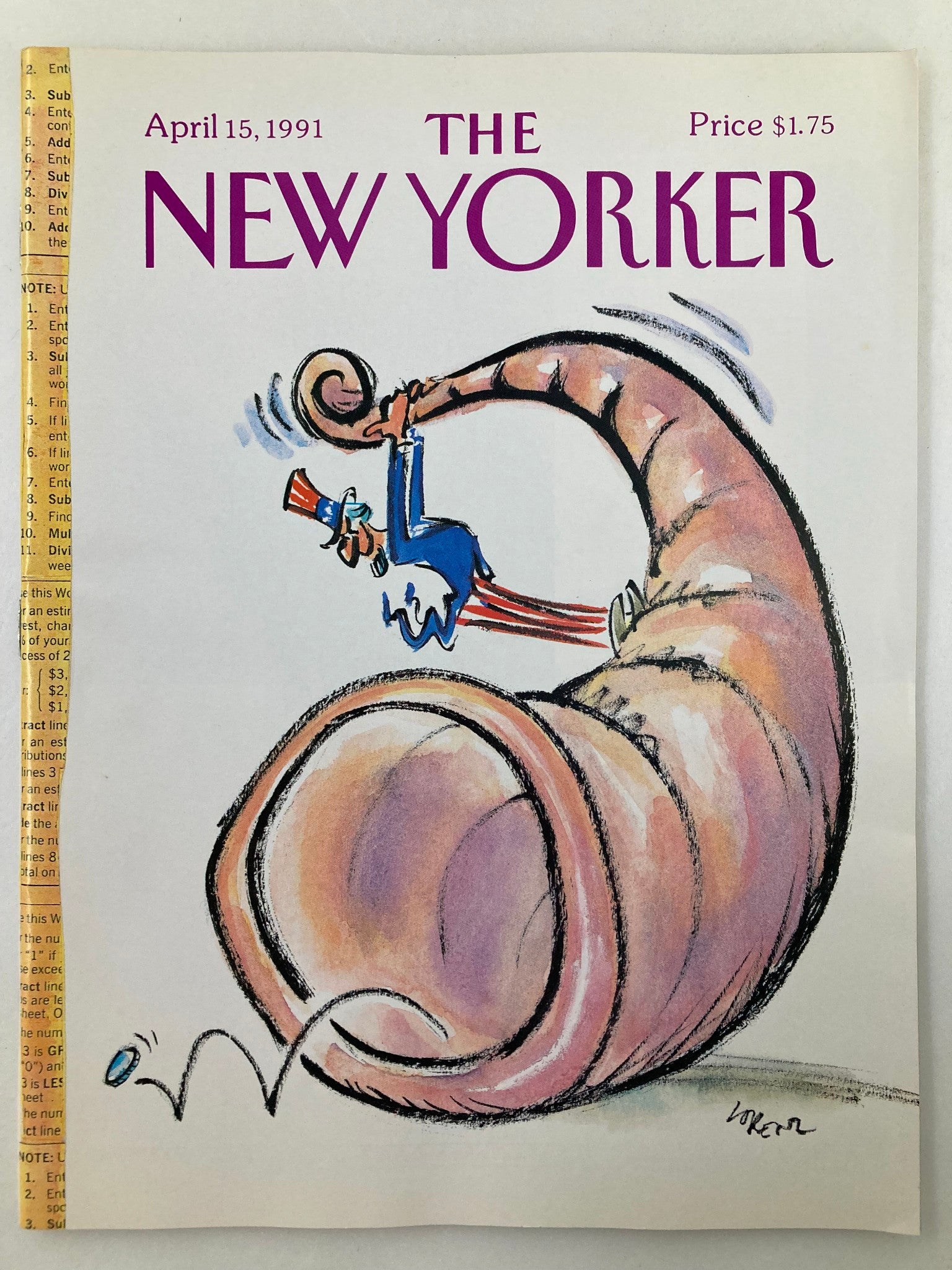 The New Yorker Full Magazine April 15 1991 Shell Phone by Lee Lorenz VG No Label