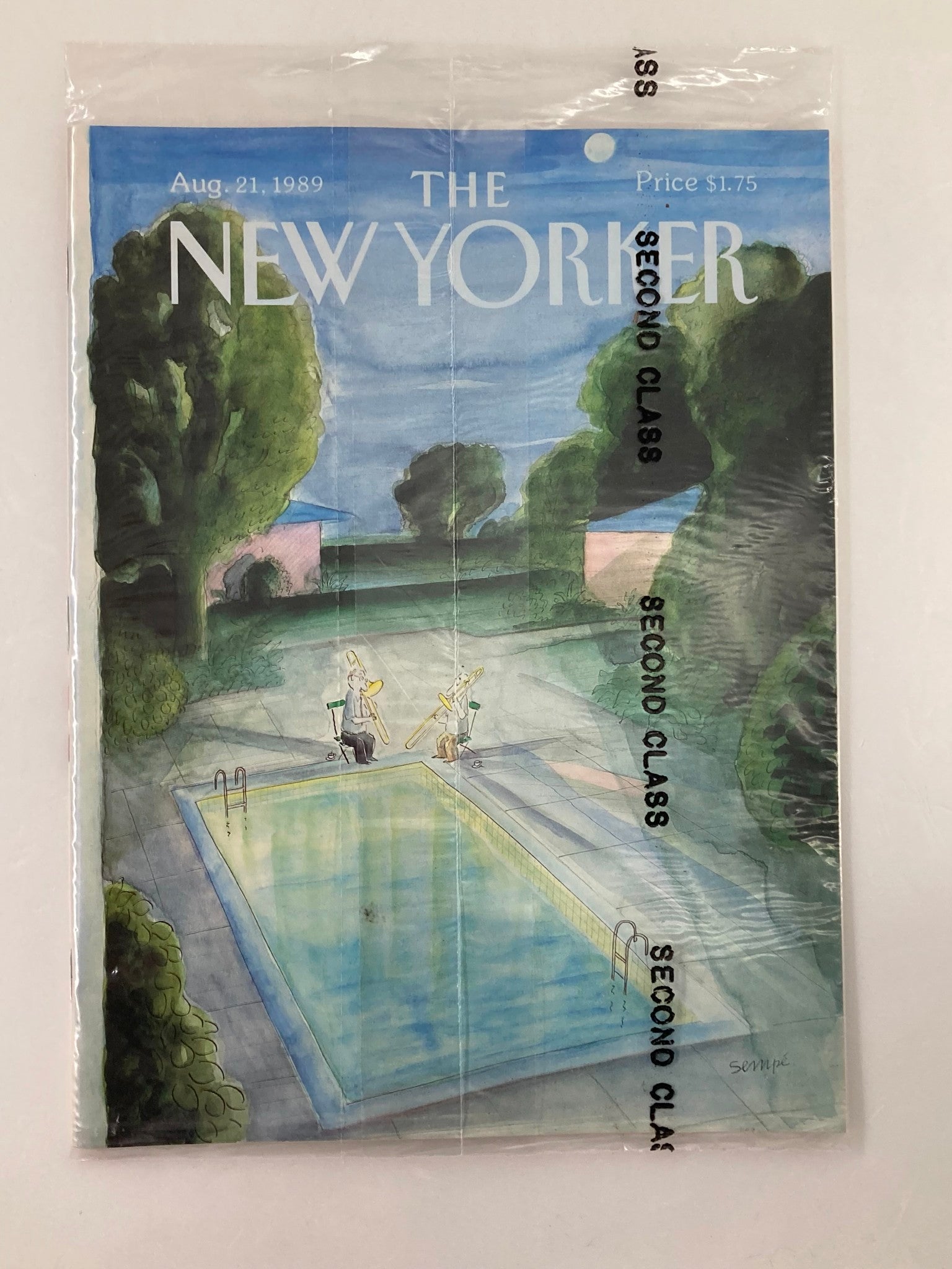 The New Yorker Full Magazine August 21 1989 Pool Side Sempe VG Sealed No Label