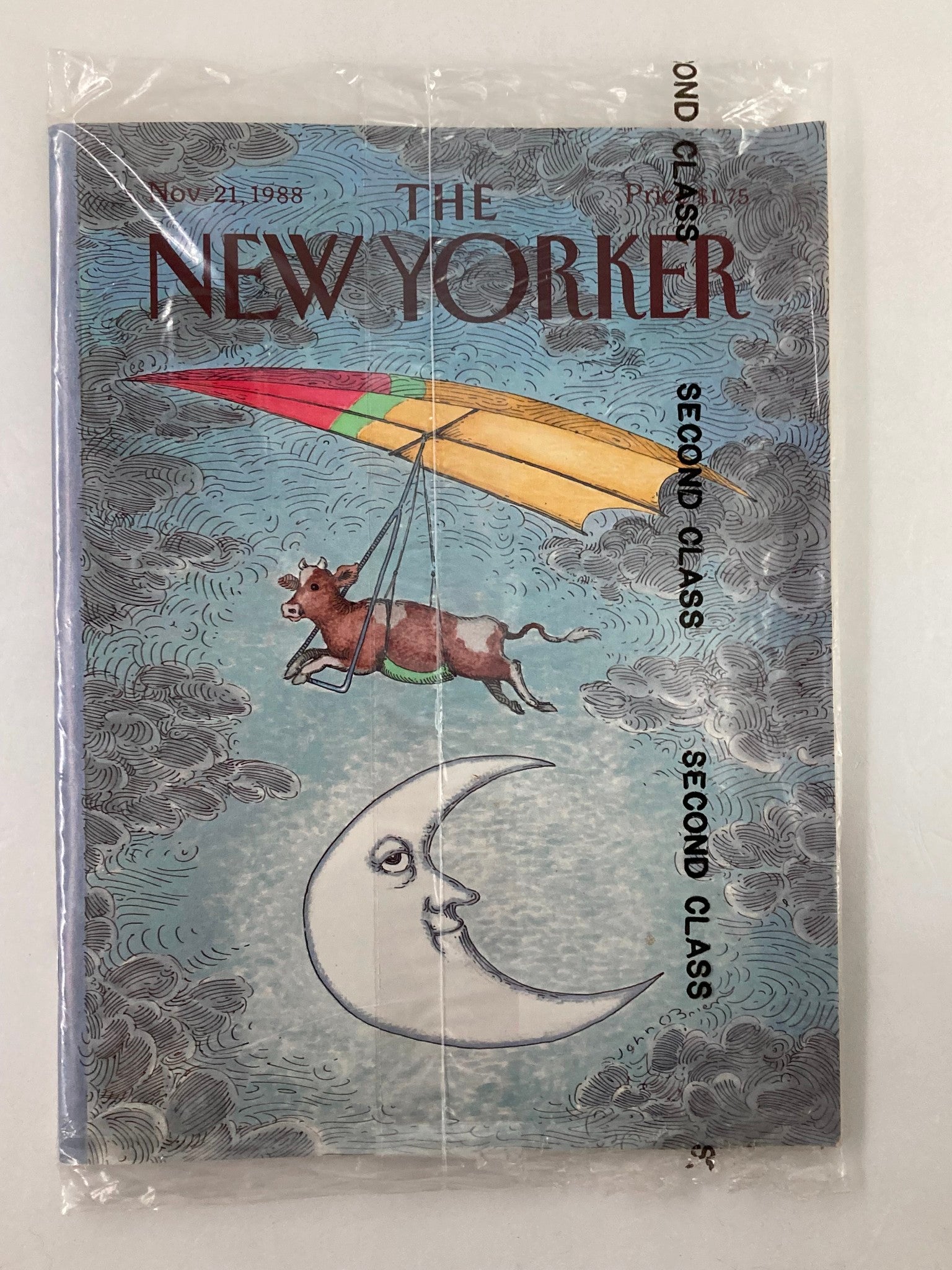 The New Yorker Full Magazine November 21 1988 Cow and Moon VG Sealed No Label