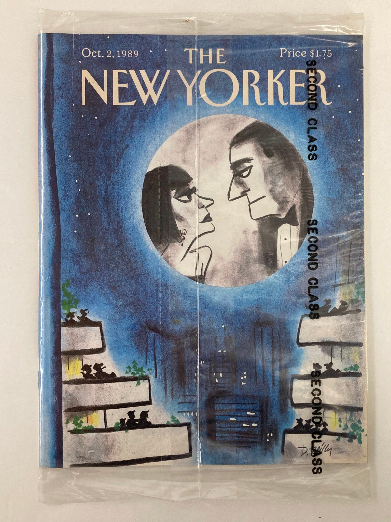 The New Yorker Full Magazine October 2 1989 Couple in Moon VG Sealed No Label