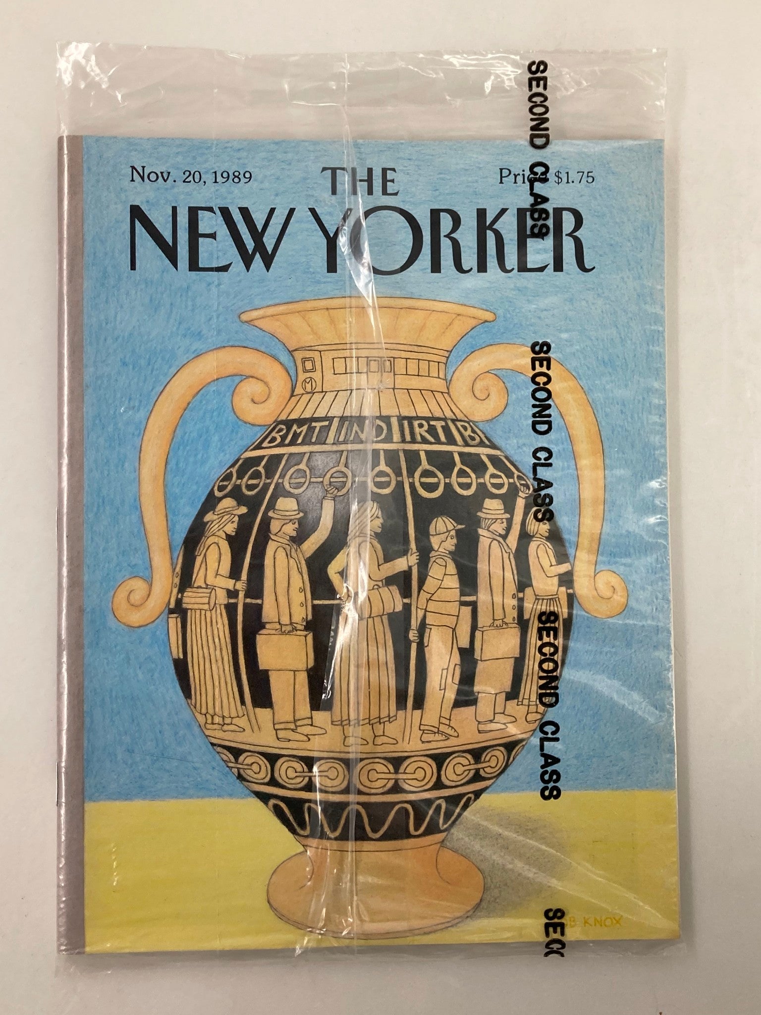 The New Yorker Full Magazine November 20 1989 Grecian Vase VG Sealed No Label