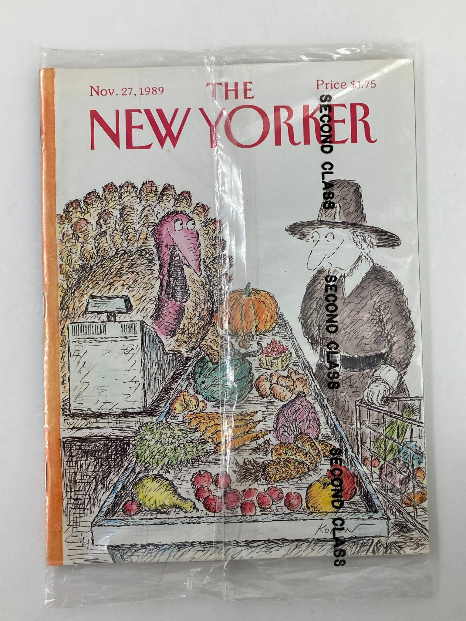 The New Yorker Full Magazine November 27 1989 Thanksgiving VG Sealed No Label