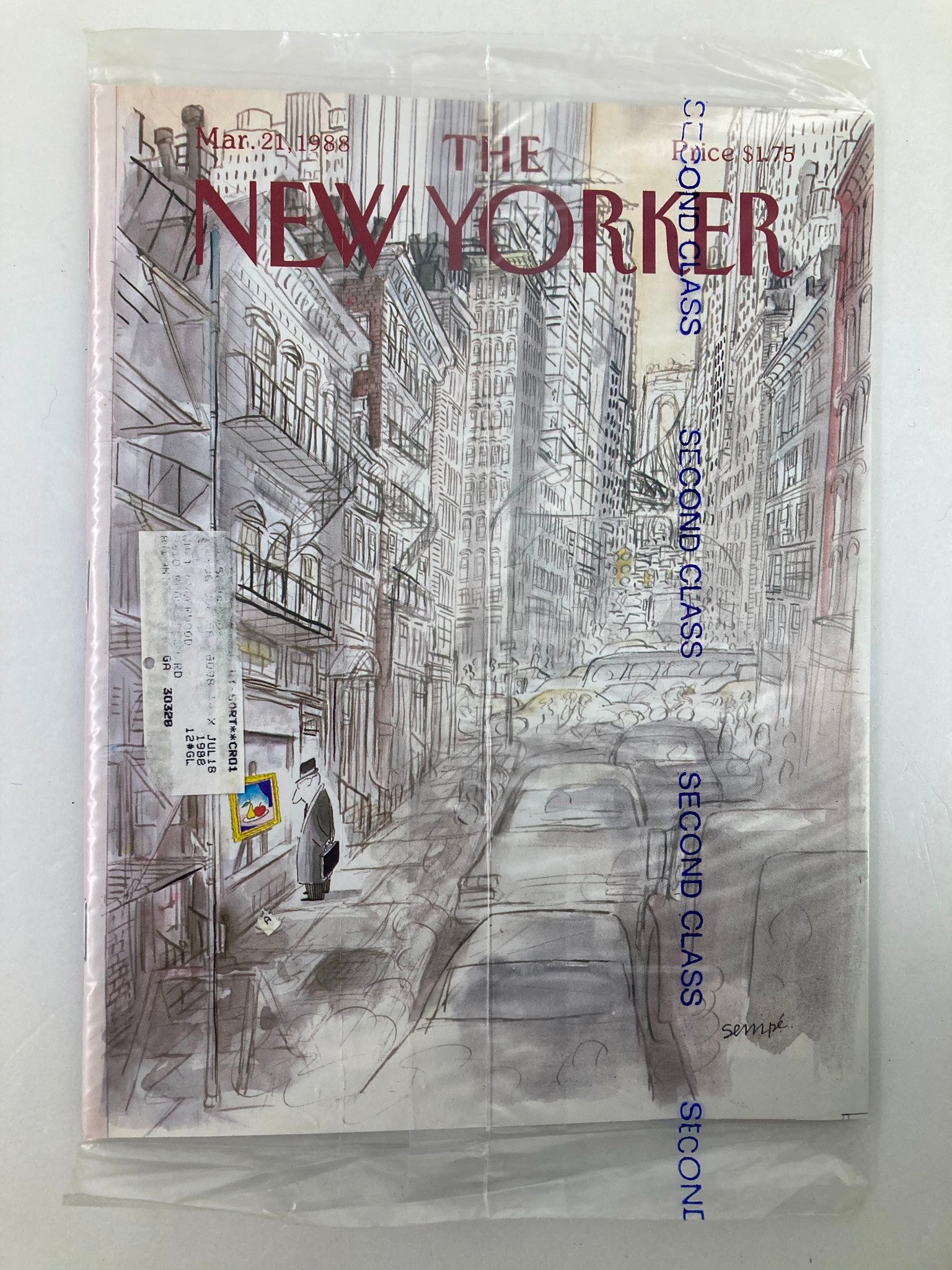 The New Yorker Full Magazine March 21 1988 Fruit Painting by JJ Sempe VG Sealed