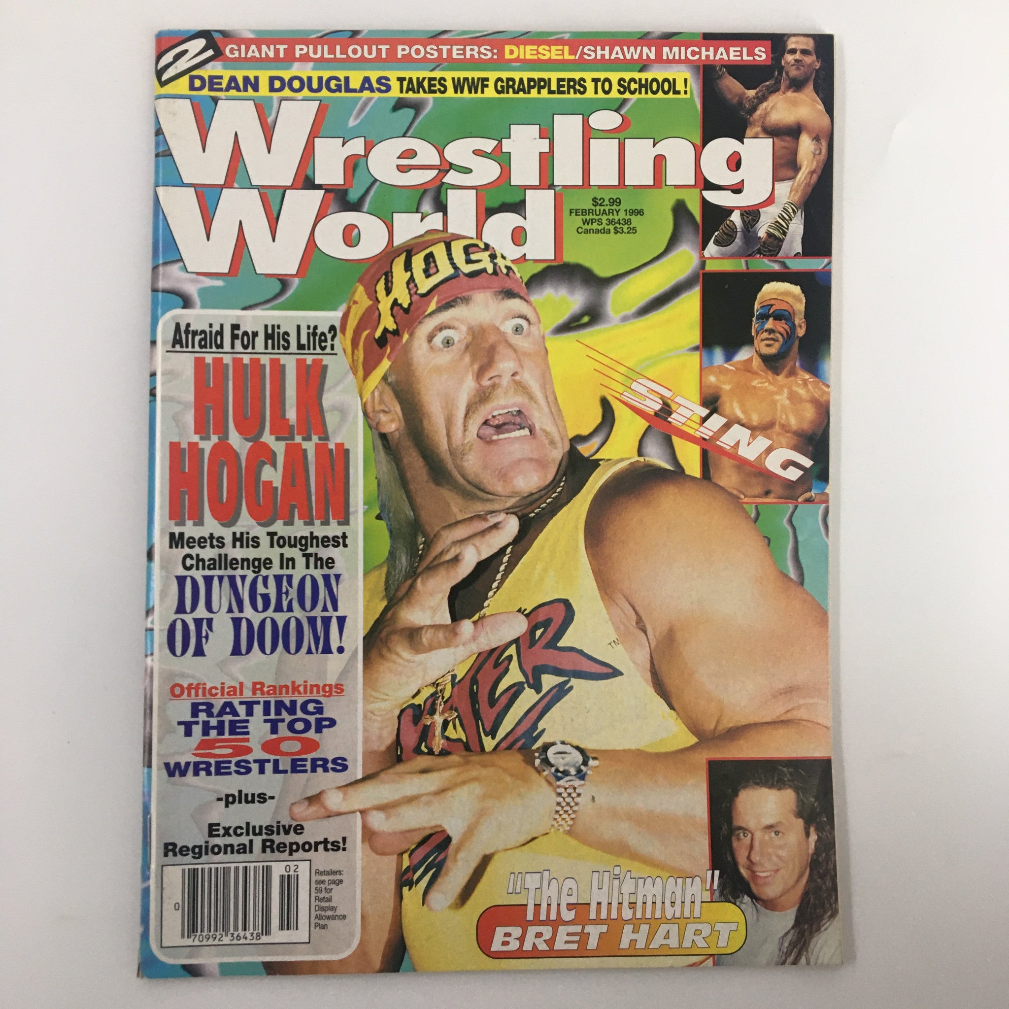 Wrestling World Magazine February 1996 Hulk Hogan and Bret Hard No Label VG