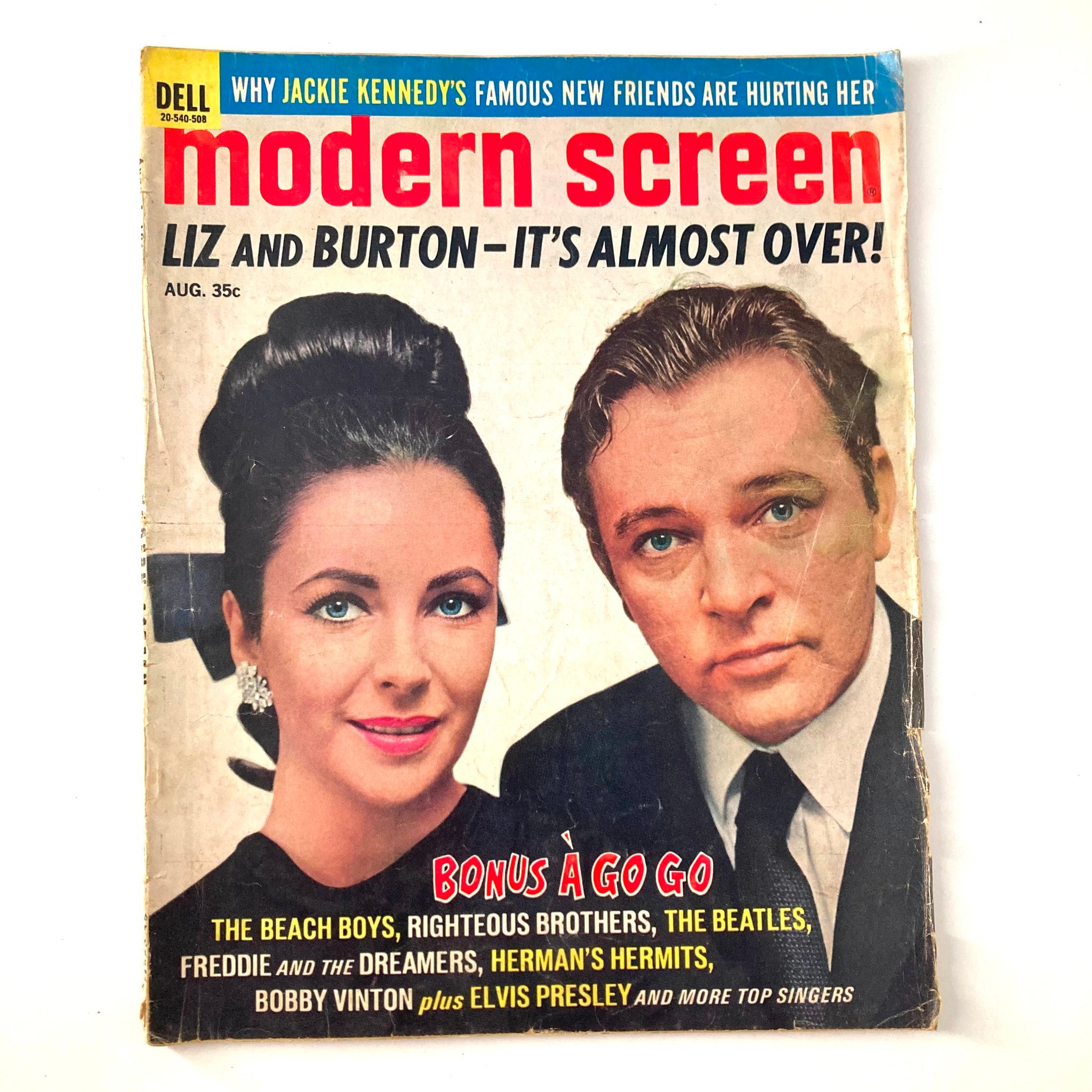 Modern Screen Magazine August 1965 Elizabeth Taylor & Richard Burton GD Interior