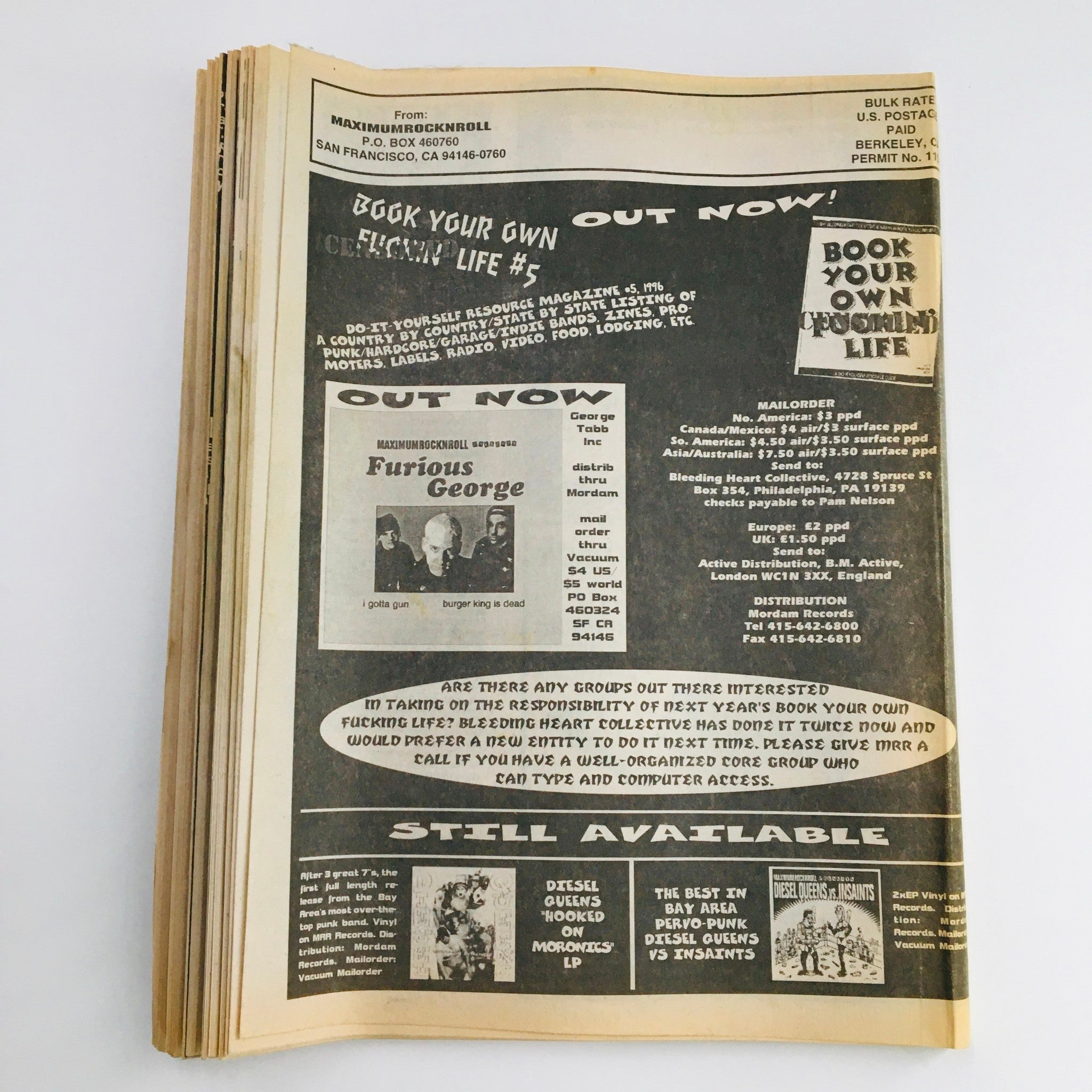 Advertorial page from Maximum RocknRoll Magazine September 1996 #160 announcing new punk publications and events, exemplifying the DIY spirit of the punk movement.