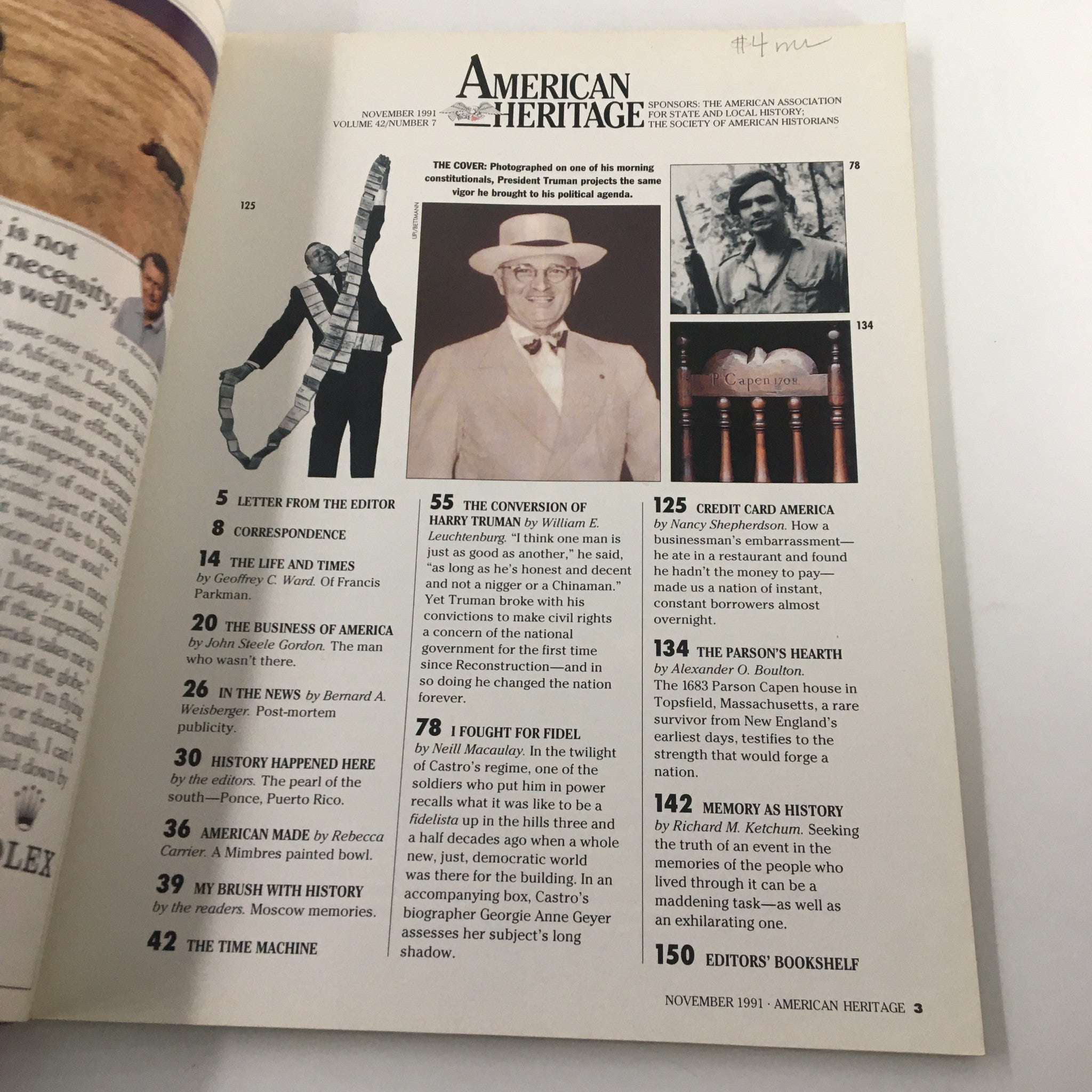 American Heritage Magazine November 1991 Harry Truman A Racist No Label VG