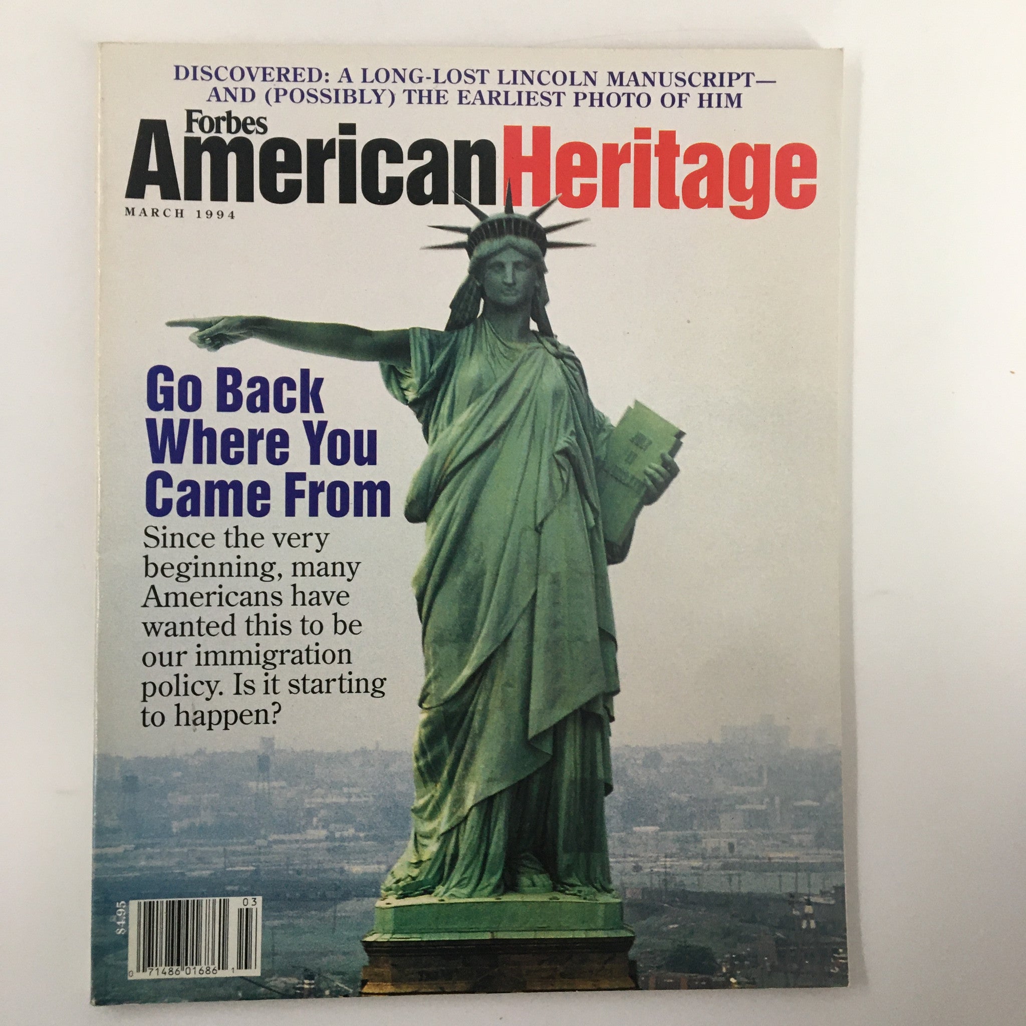 American Heritage Magazine March 1994 Go Back Where You Came From No Label VG