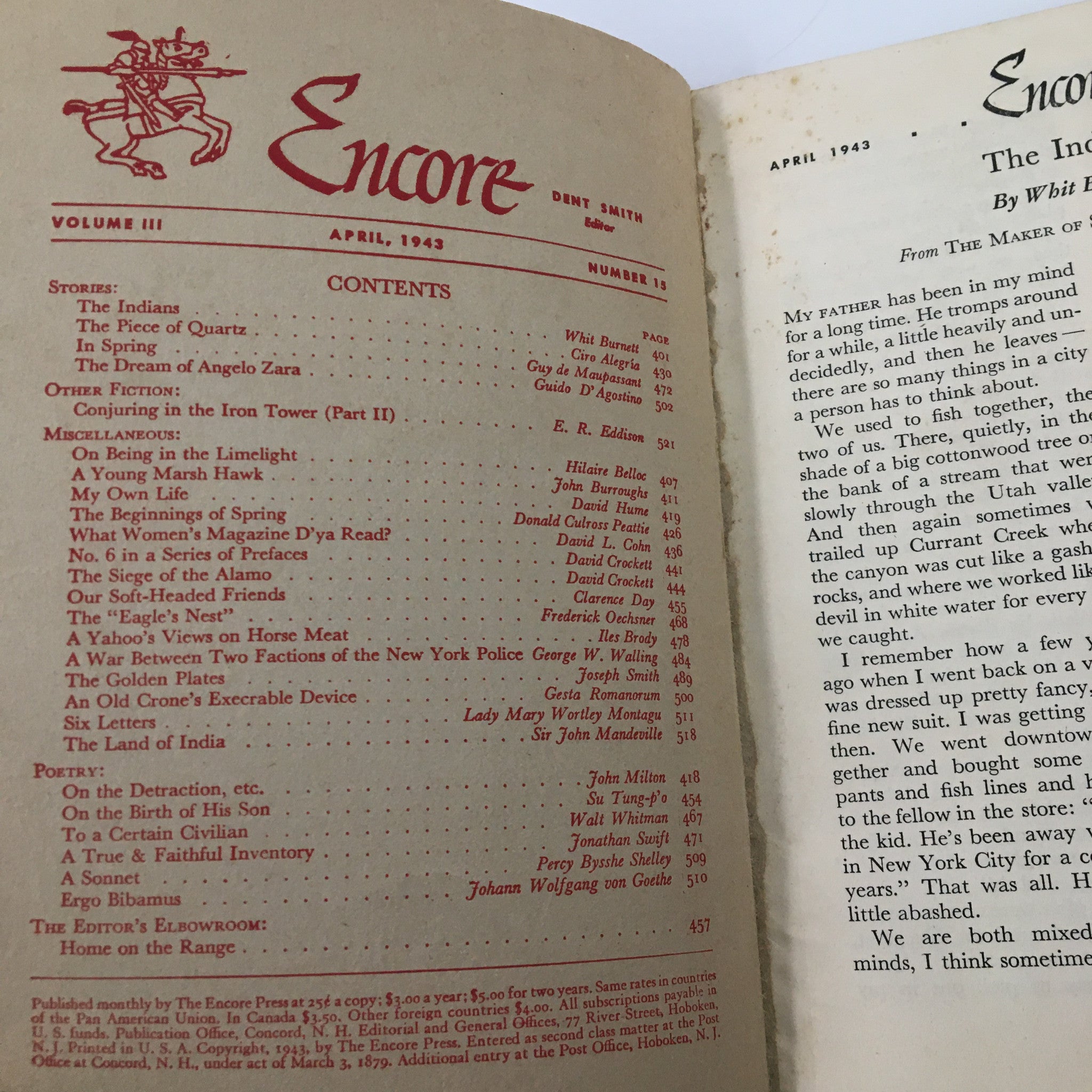 VTG Encore Press Magazine April 1943 On Being The Limelight No Label