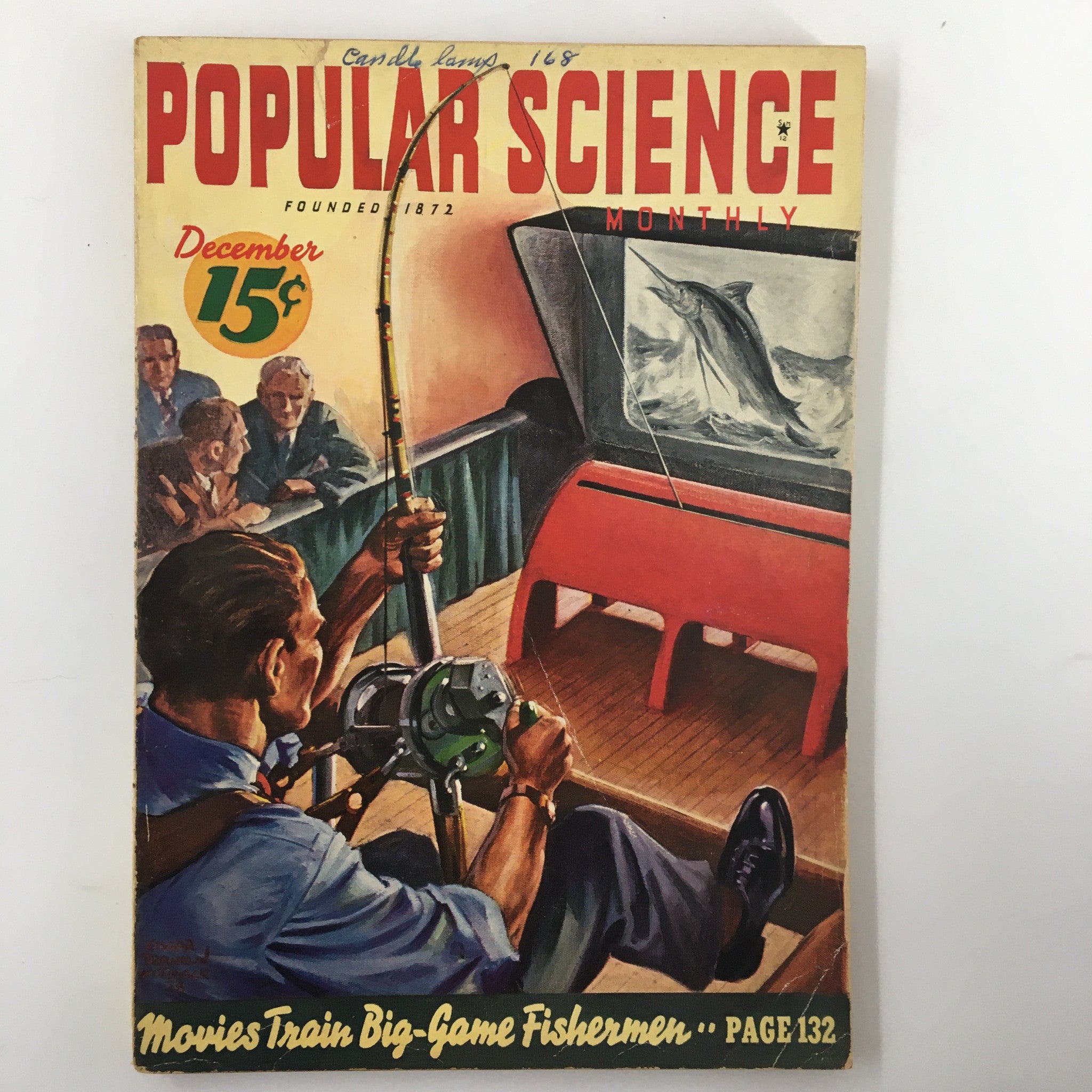 VTG Popular Science Magazine December Movies Train Big-Game Fishermen No Label