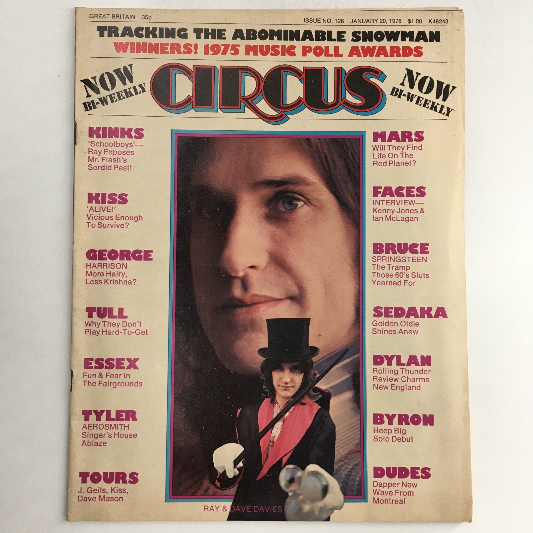 Circus Magazine January 20 1976 Ray & Dave Davies & George Harrison, No Label