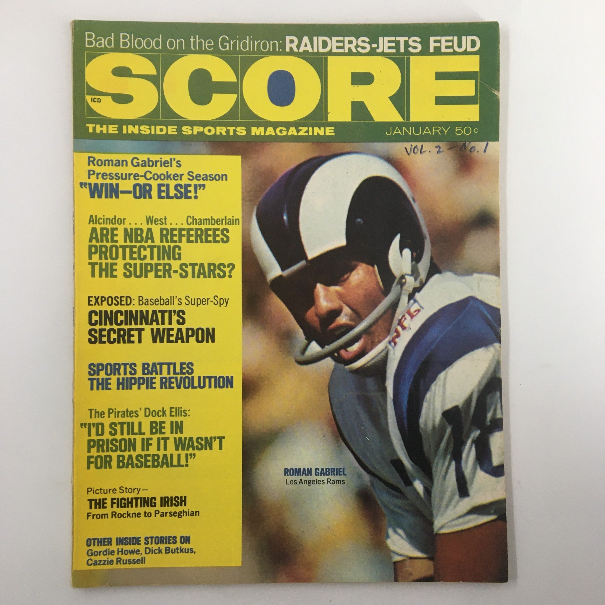 VTG Score Magazine January 1971 Roman Gabriel Los Angeles Rams No Label