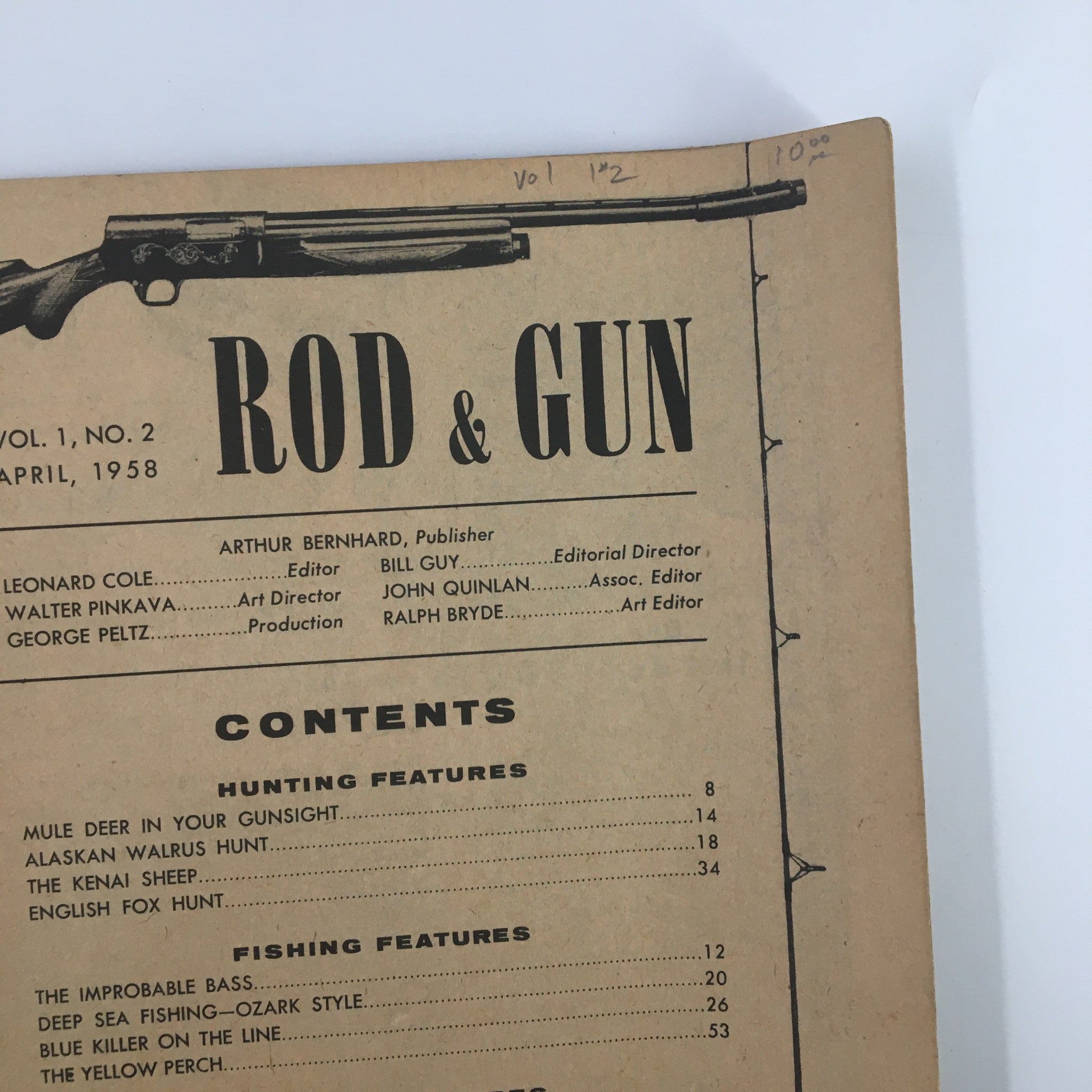 VTG Rod & Gun Magazine April 1958 Blue Killer On The Line No Label