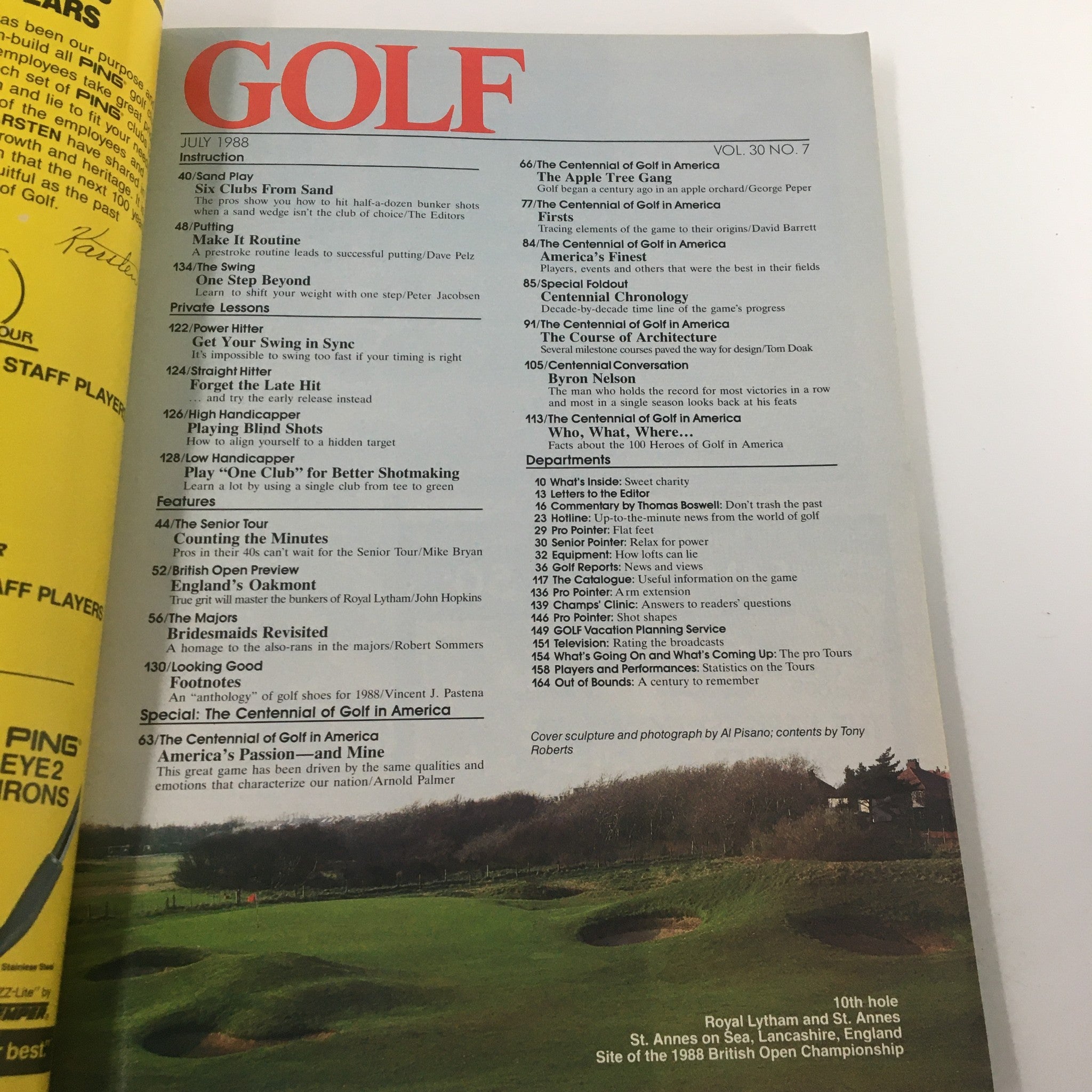 VTG Golf Magazine July 1988 British Open Championship Site Coillectors Edition