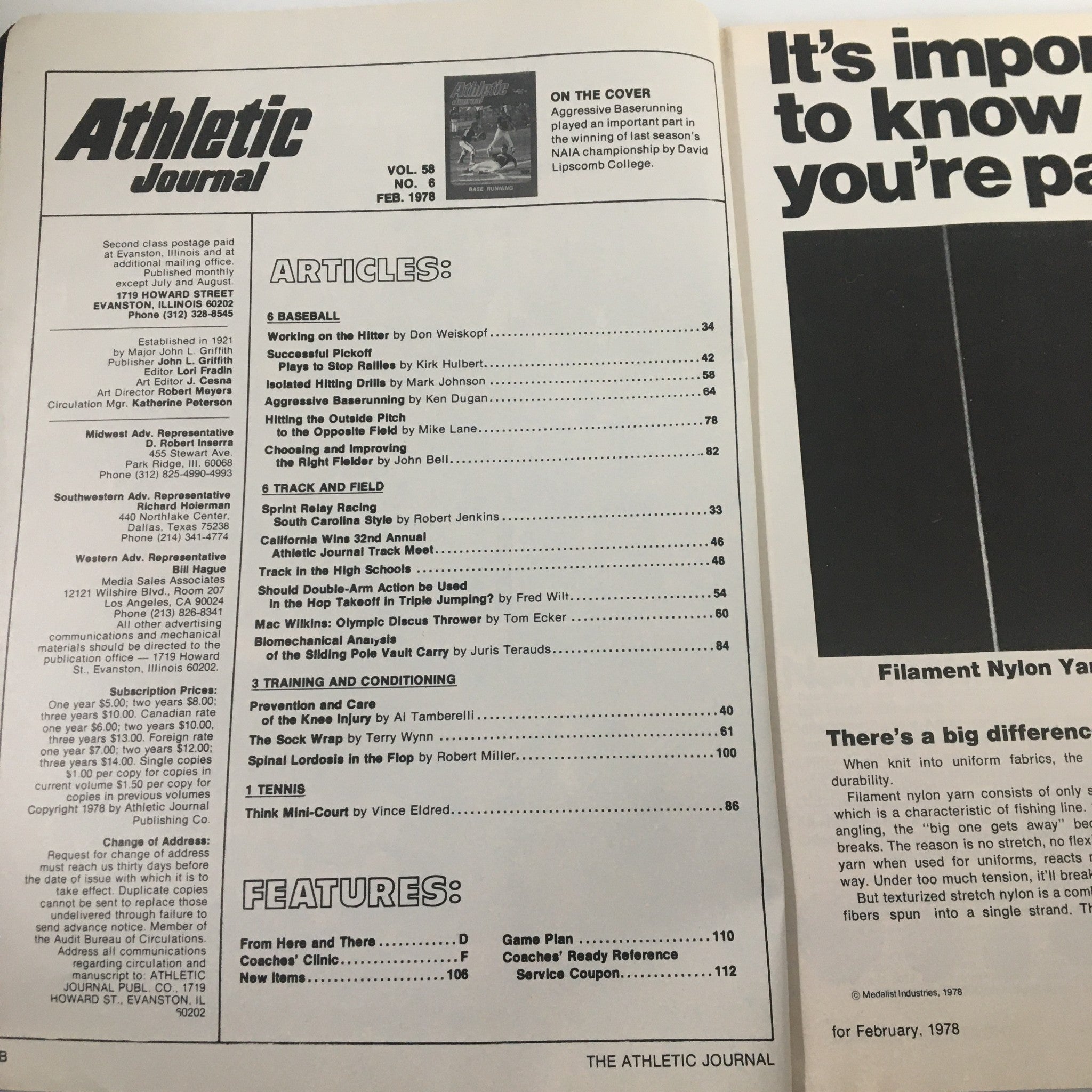 VTG The Athletic Journal Magazine February 1978 Working on the Hitter