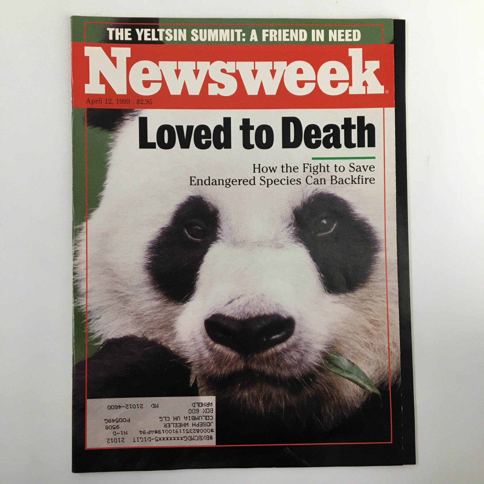 Newsweek Magazine April 12 1993 Panda Loved to Death Endangered Species