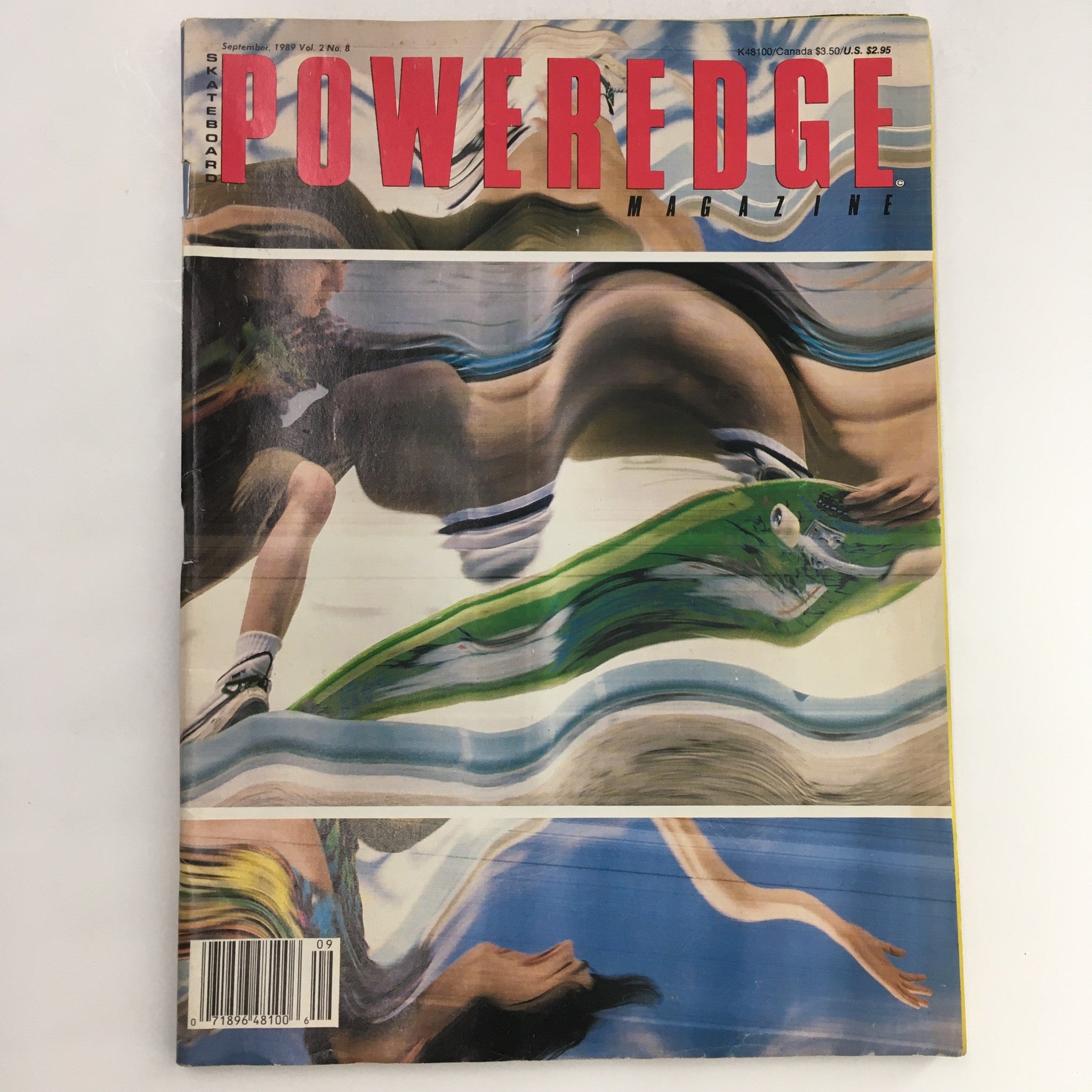 Cover of Skateboard Poweredge Magazine September 1989 Vol 2 #8 featuring dynamic skateboarding imagery and vibrant cover design.
