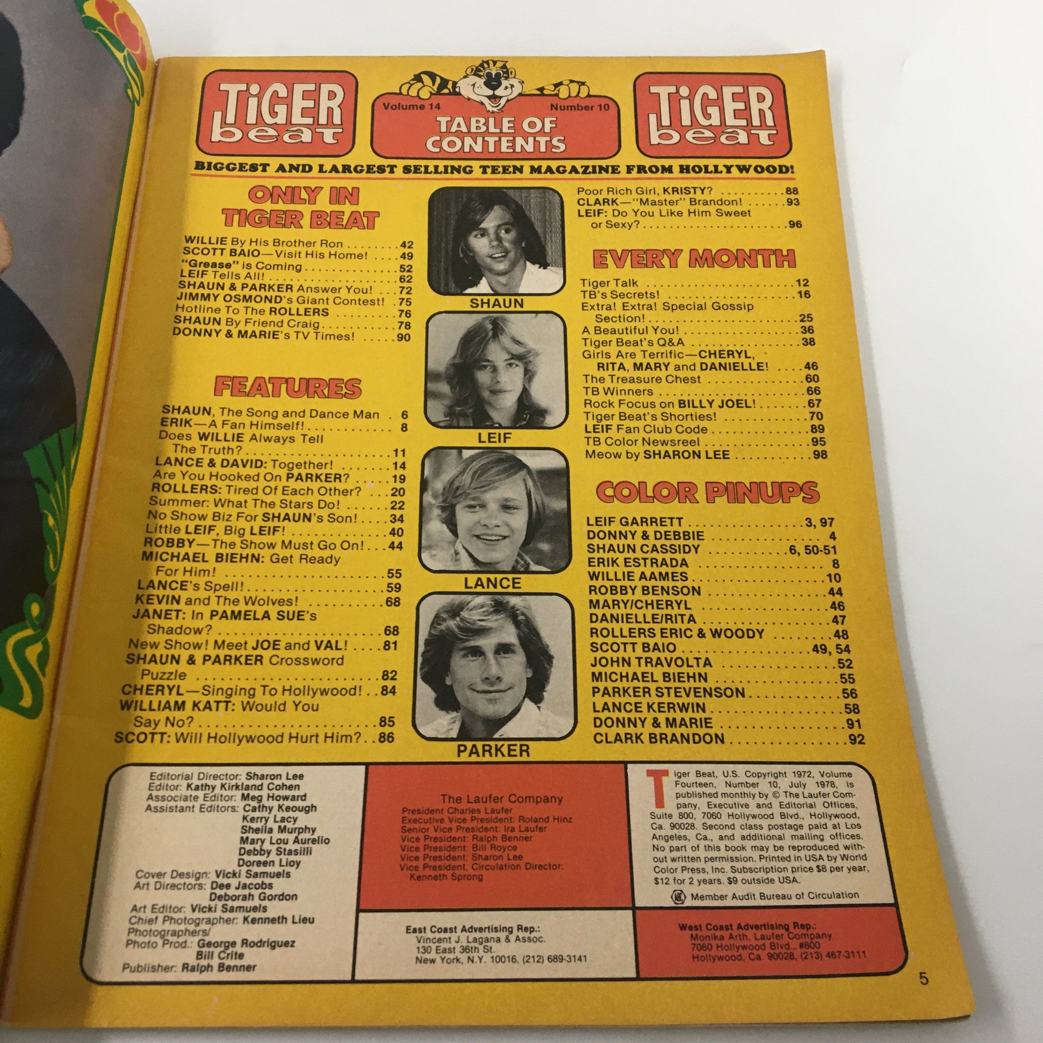 VTG Tiger Beat Magazine July 1978 Shaun Cassidy Scott Baio Leif Garrett No Label