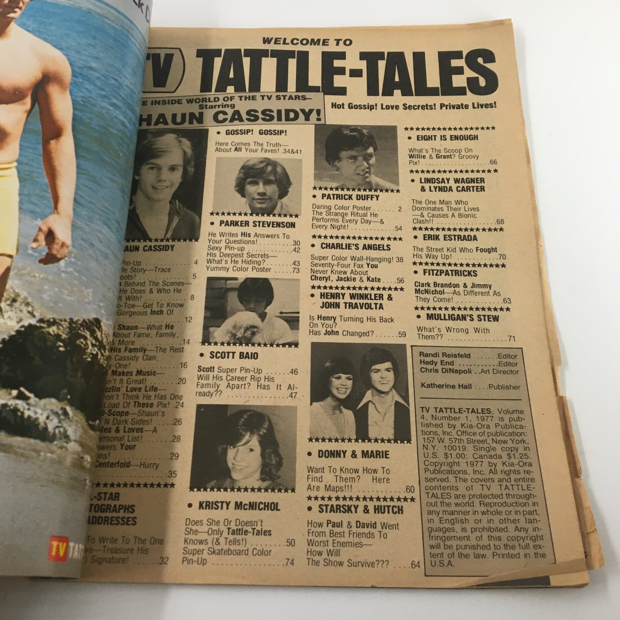 VTG TV Tattle-Tales Magazine 1977 Shaun Cassidy, Patrick Duffy No Label