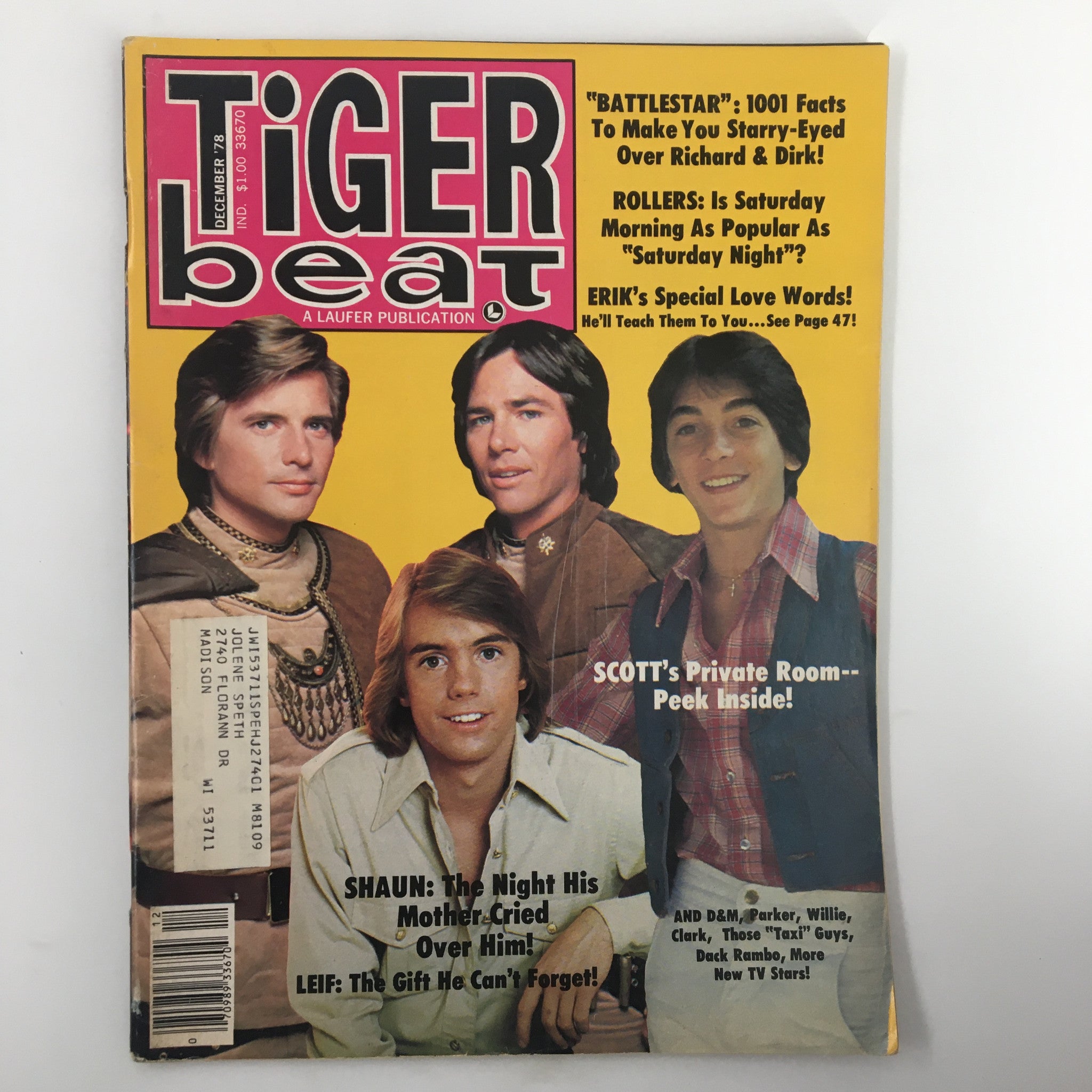 VTG Tiger Beat Magazine December 1978 Shaun Cassidy The Night his Mother Cried