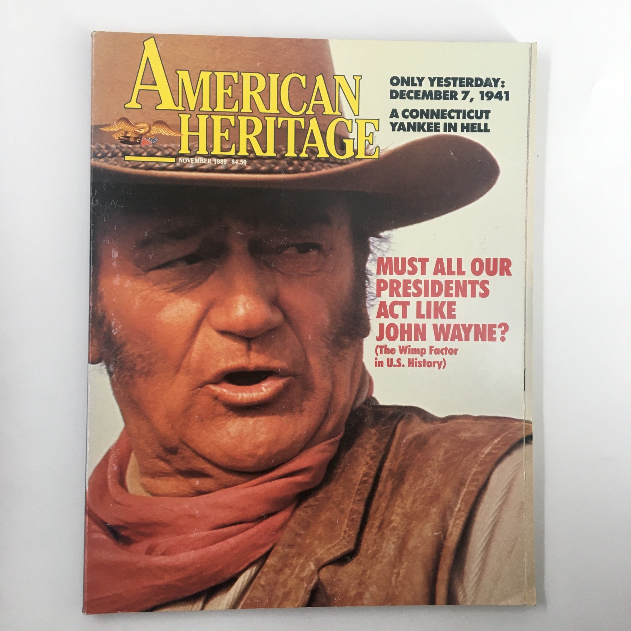 American Heritage Magazine November 1989 John Wayne in The Wimp Factor No Label