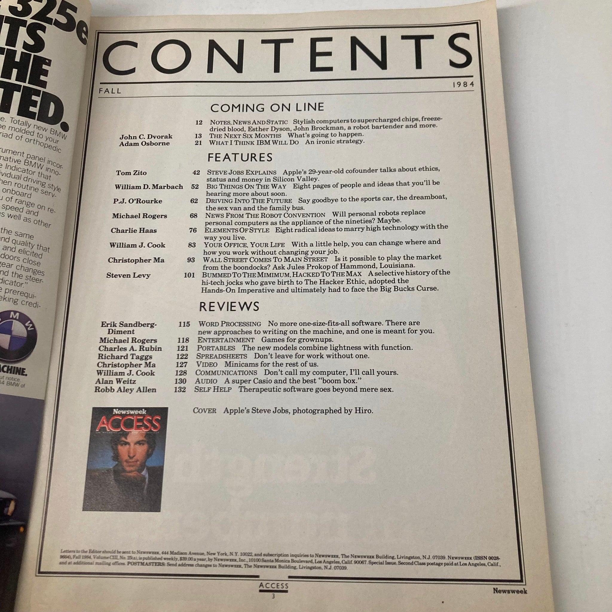 VTG Newsweek Magazine Fall 1984 Special Issue Access Steve Jobs Explains