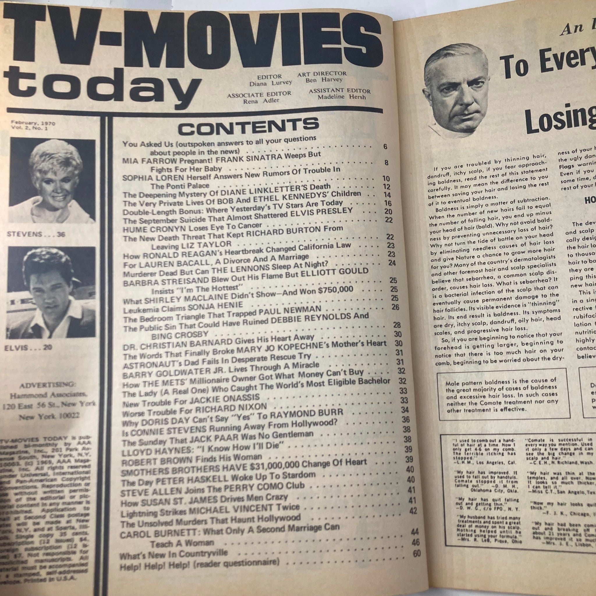 VTG TV-Movies Today Magazine February 1970 Paul Newman, Doris Day No Label