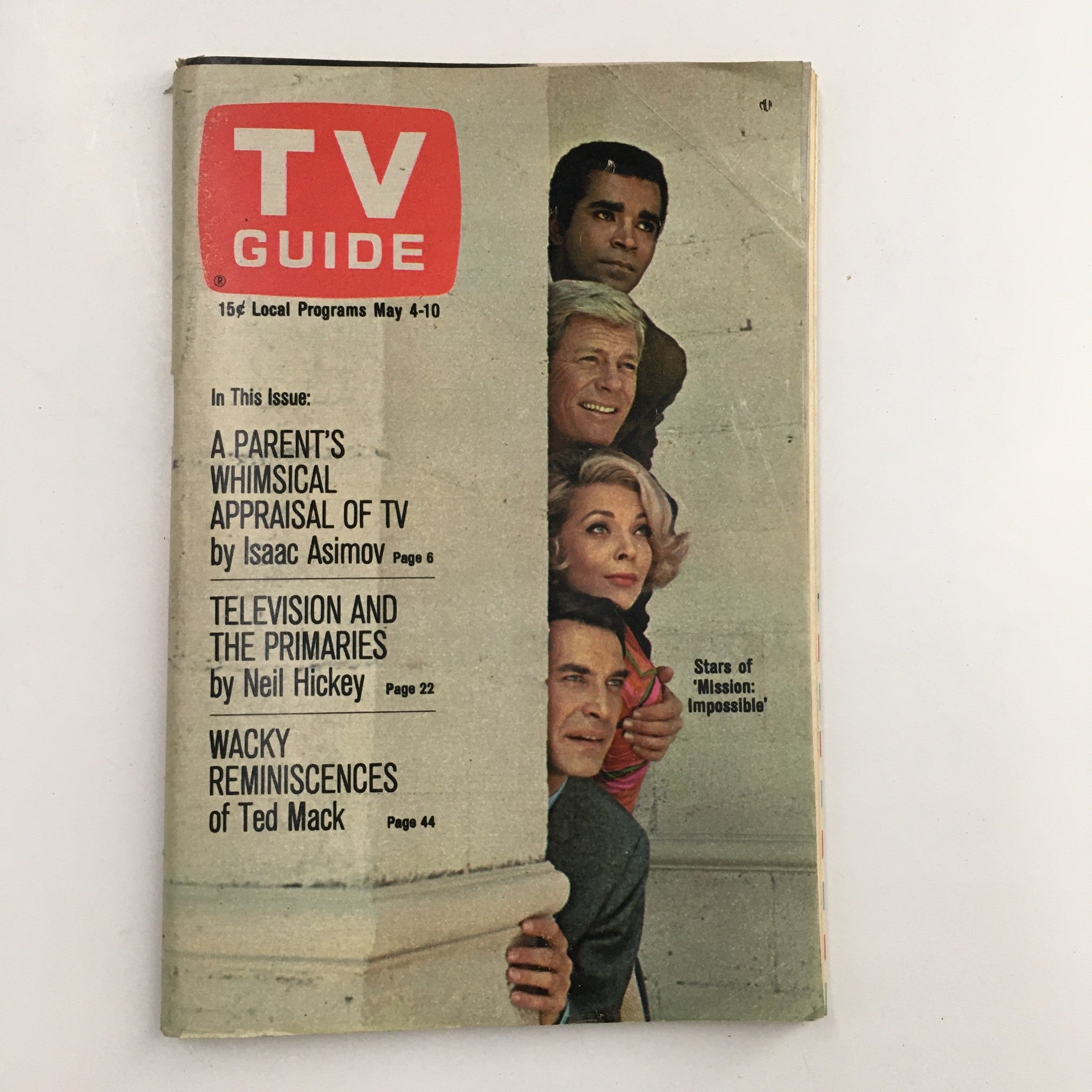 TV Guide Magazine May 4 1968 Greg Morris, Peter Graves, No Label Rochester NY