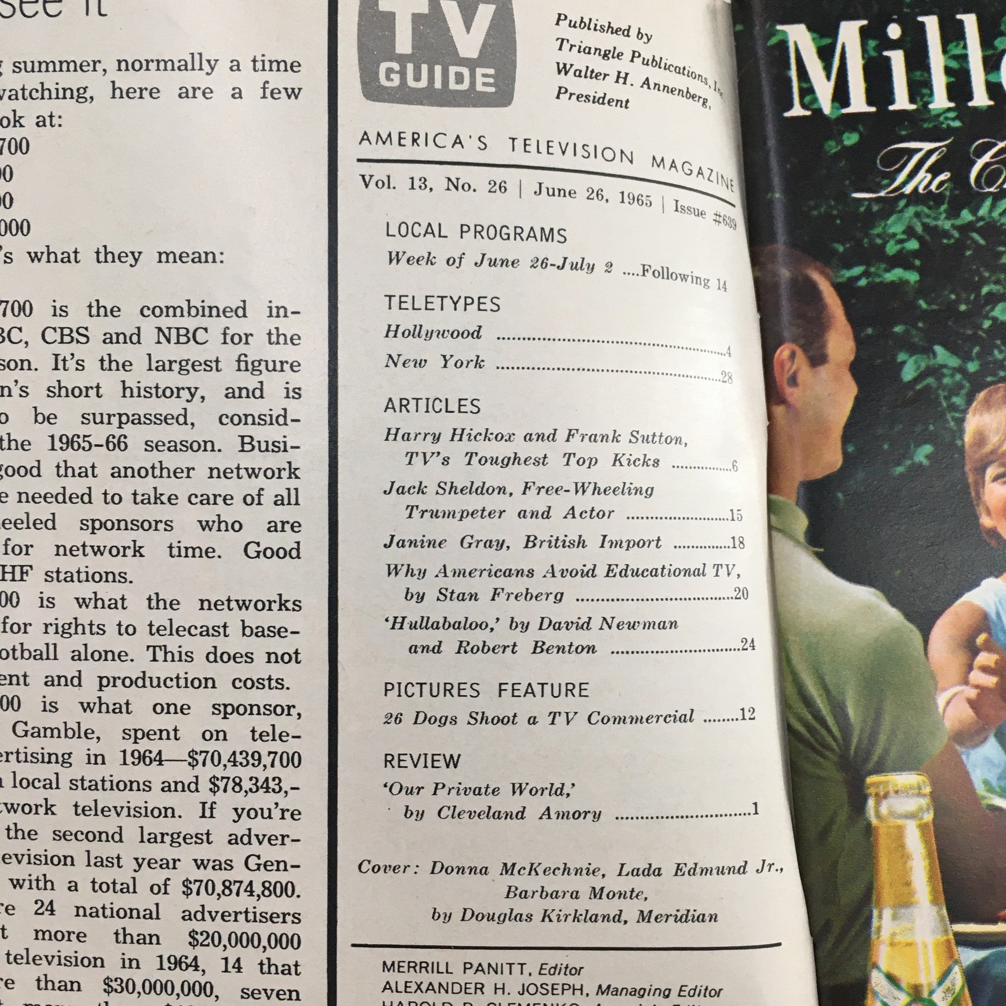 TV Guide Magazine June 26 1965 Donna McKechnie, Lada Jr., No Label Rochester NY