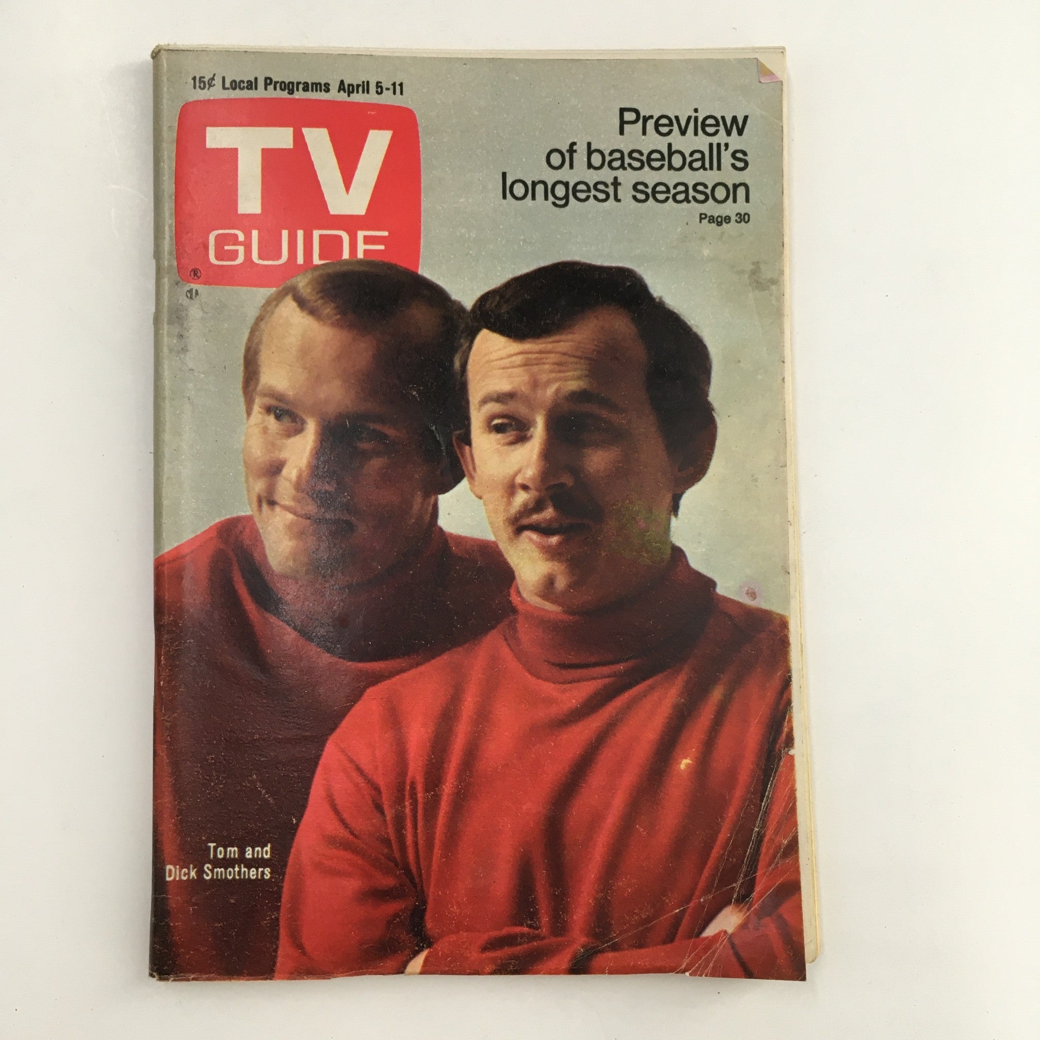 TV Guide Magazine April 5 1969 Tom & Dick Smothers, No Label Rochester NY