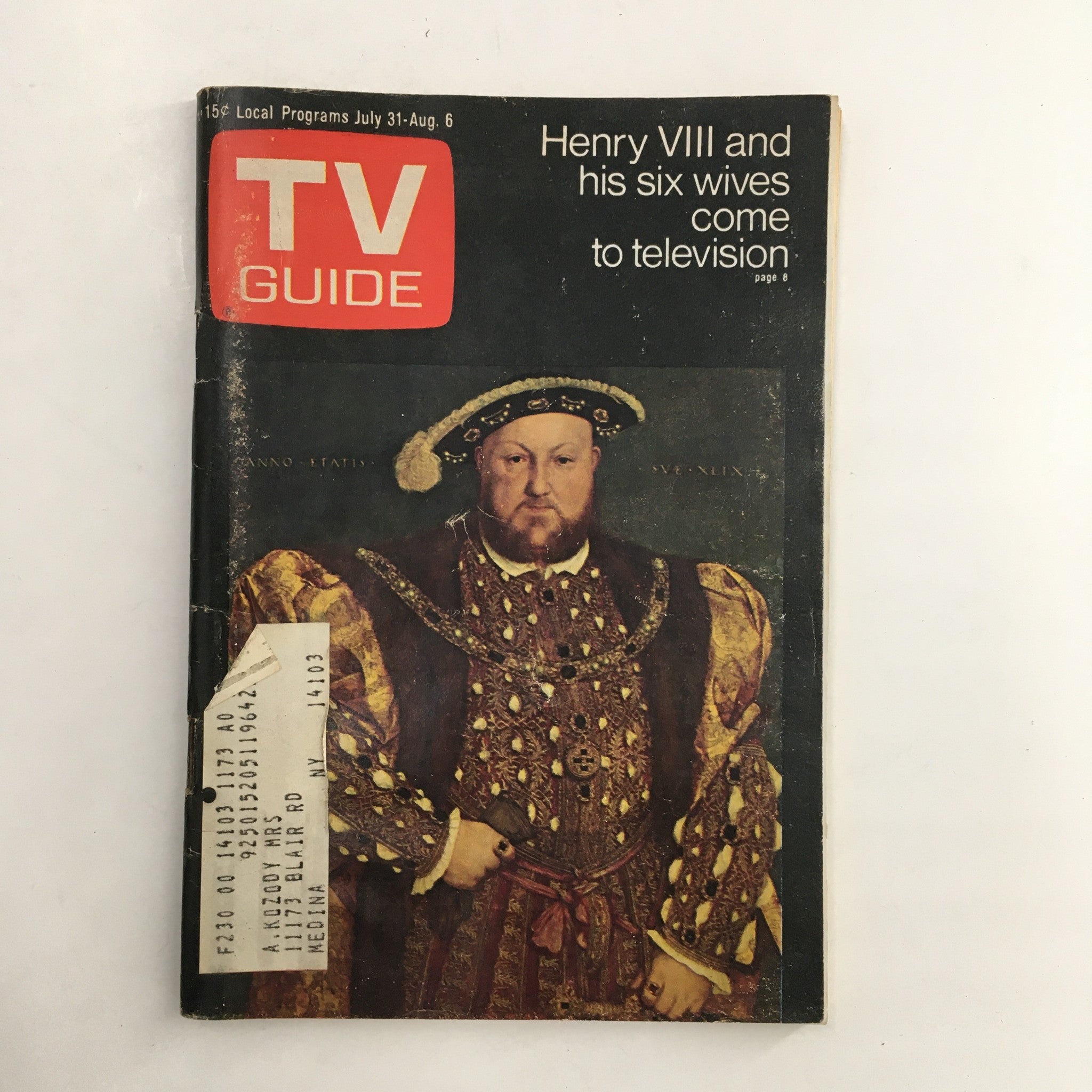 TV Guide Magazine July 31 1971 Henry VIII by Holbein the Younger Rochester NY