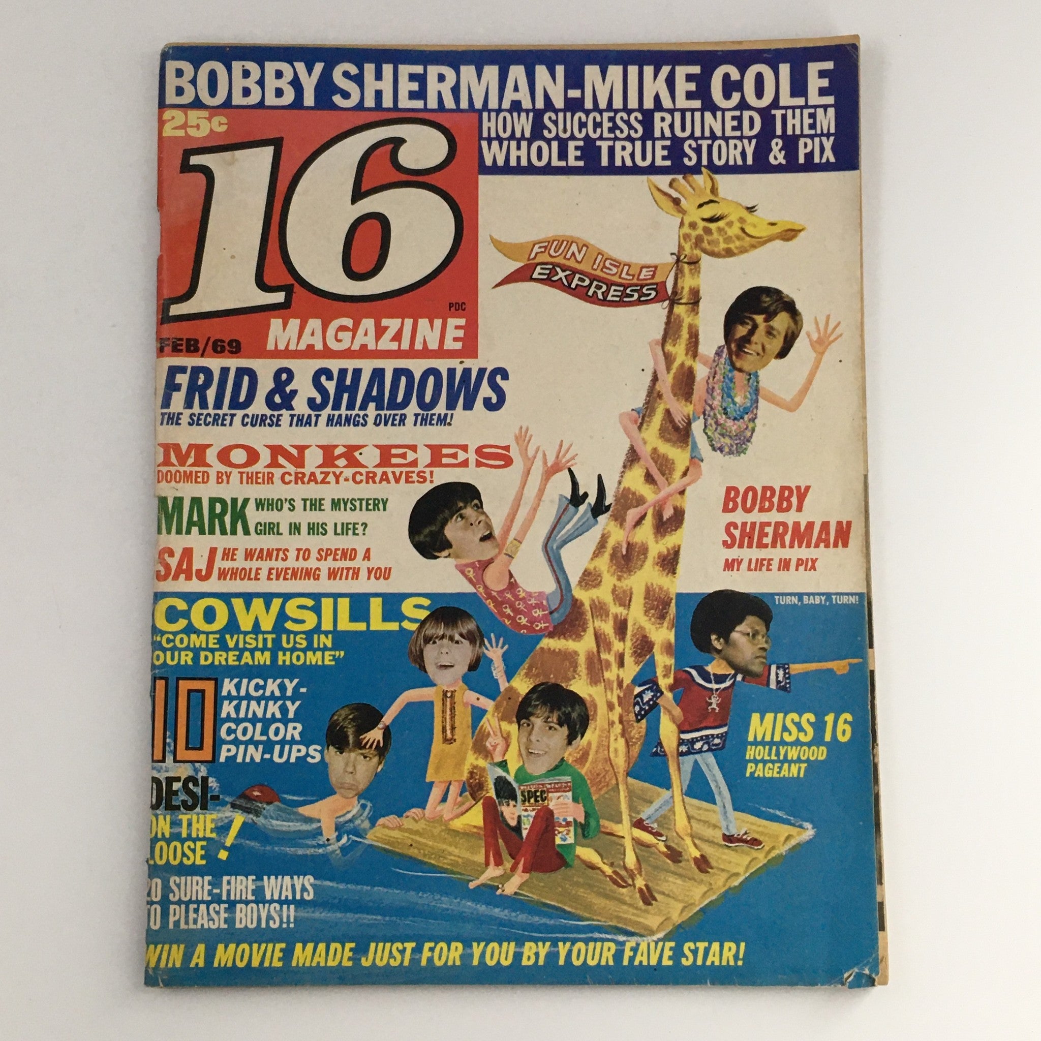 16 Magazine February 1969 Bobby Sherman & Mike Cole, Frid & Shadows, No Label