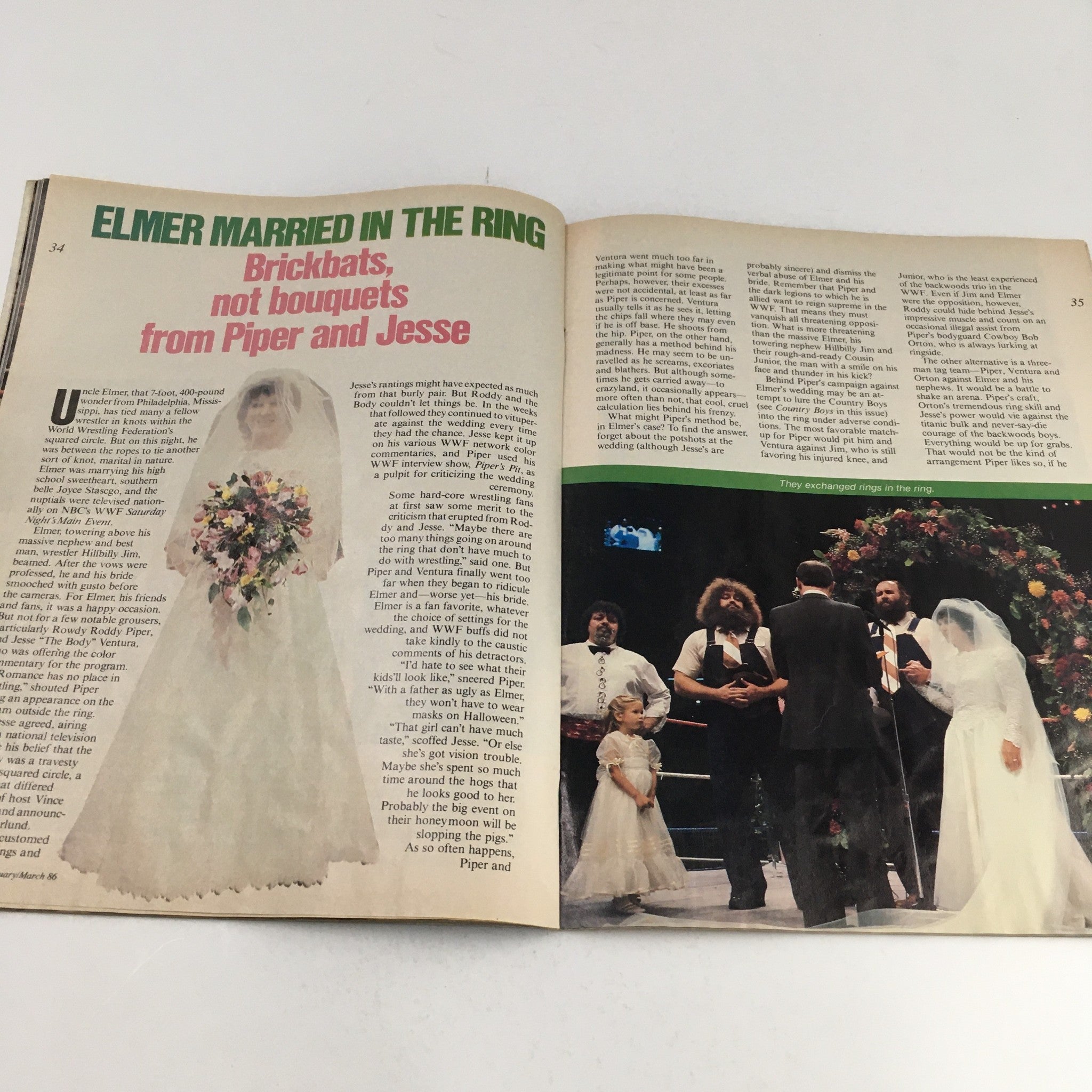 WWF Magazine February-March 1986 Hulk Hogan & Uncle Piper & Jesse Wed, No Label