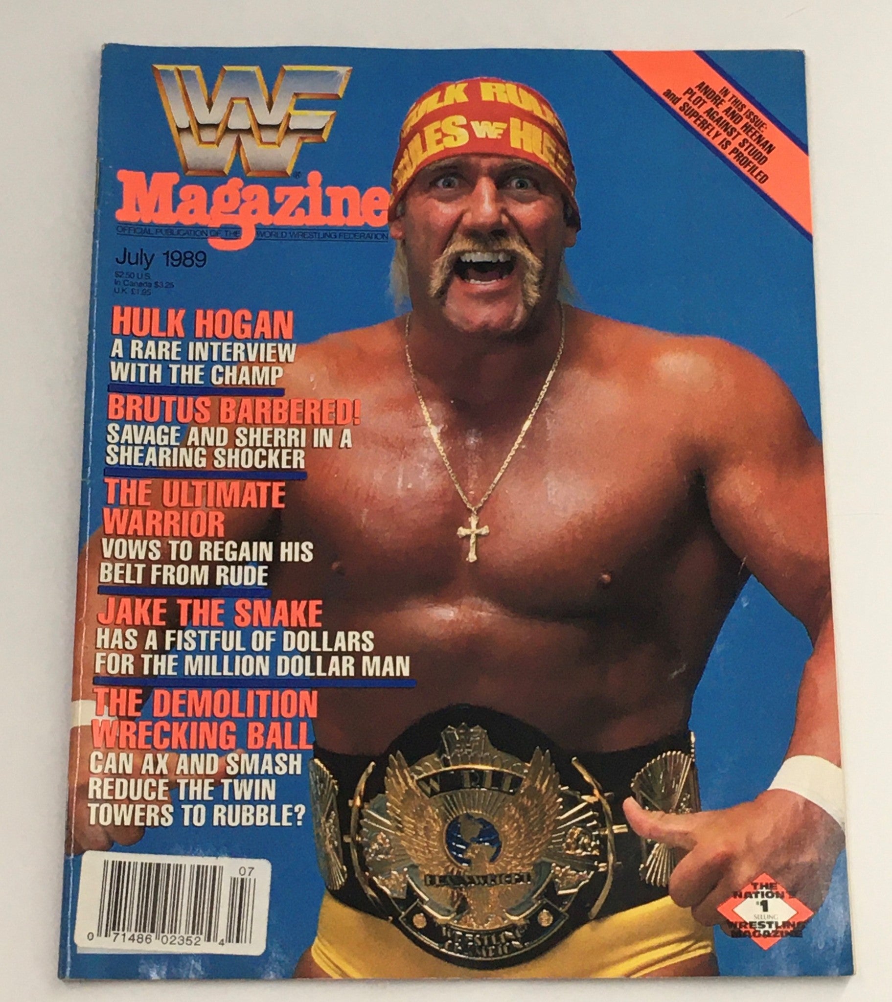 WWF Magazine July 1989 Hulk Hogan & Brutus Beefcake & Jake The Snake, No Label